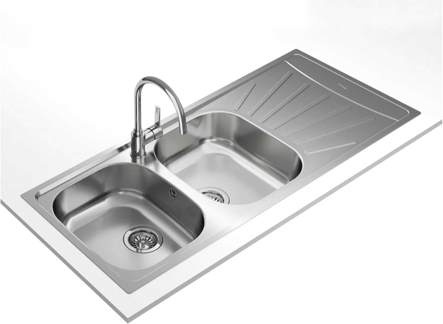 سینک ظرفشویی توکار برگشت پذیر تکا مدل Starbright 115180005 با 2 لگن و 1 سینی، مناسب برای کابینت 80 سانتی متری