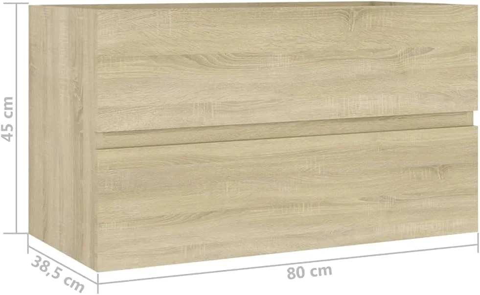 کابینت روشویی vidaXL با سینک توکار، مبلمان حمام، واحد روشویی، کابینت ذخیره سازی پایدار، قفسه روشویی، چوب مهندسی شده بلوط سونوما