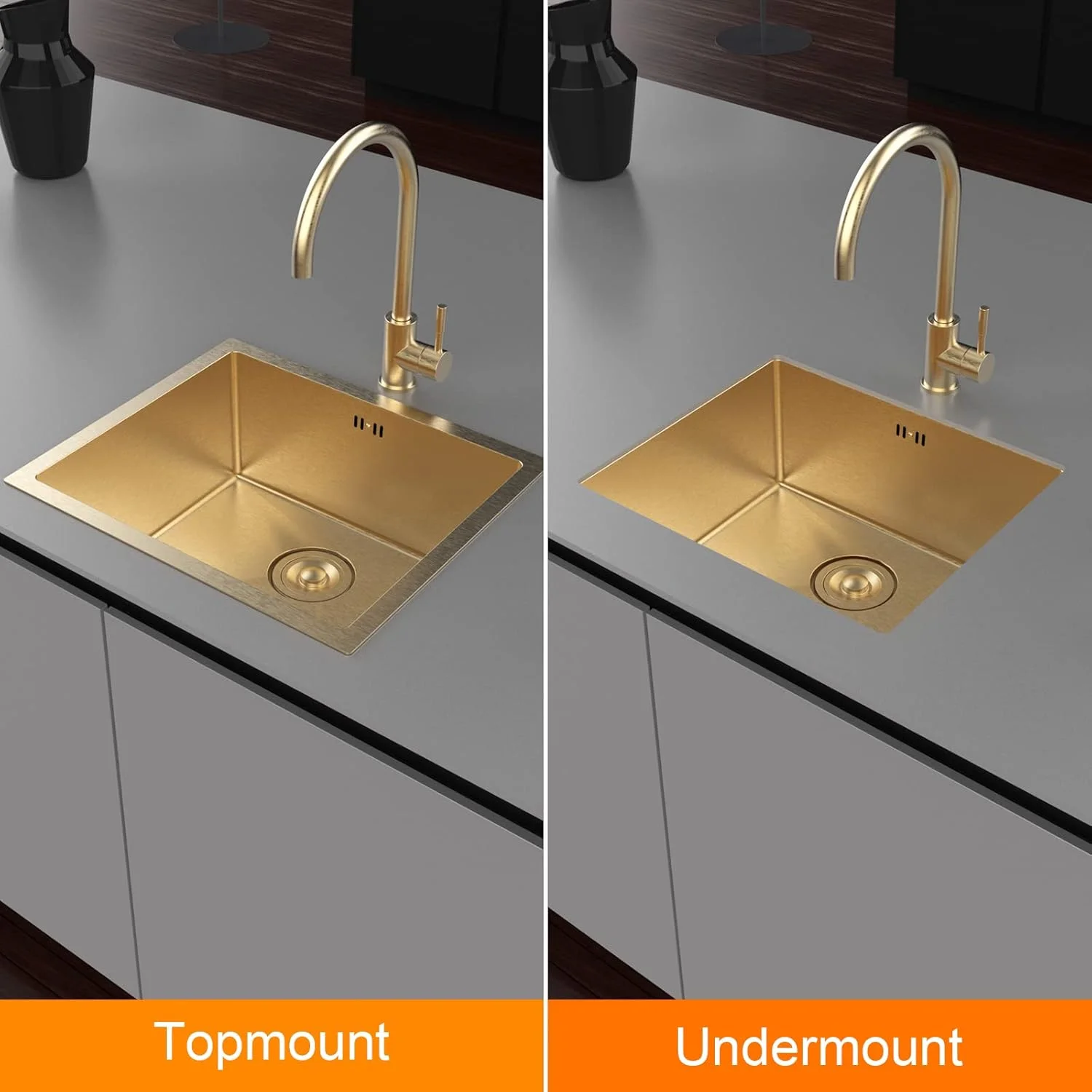 سینک ظرفشویی ایبرگریف مدل M85043G، 50x43 سانتی متر، سینک زیرکار با فیلتر تخلیه، استیل ضد زنگ