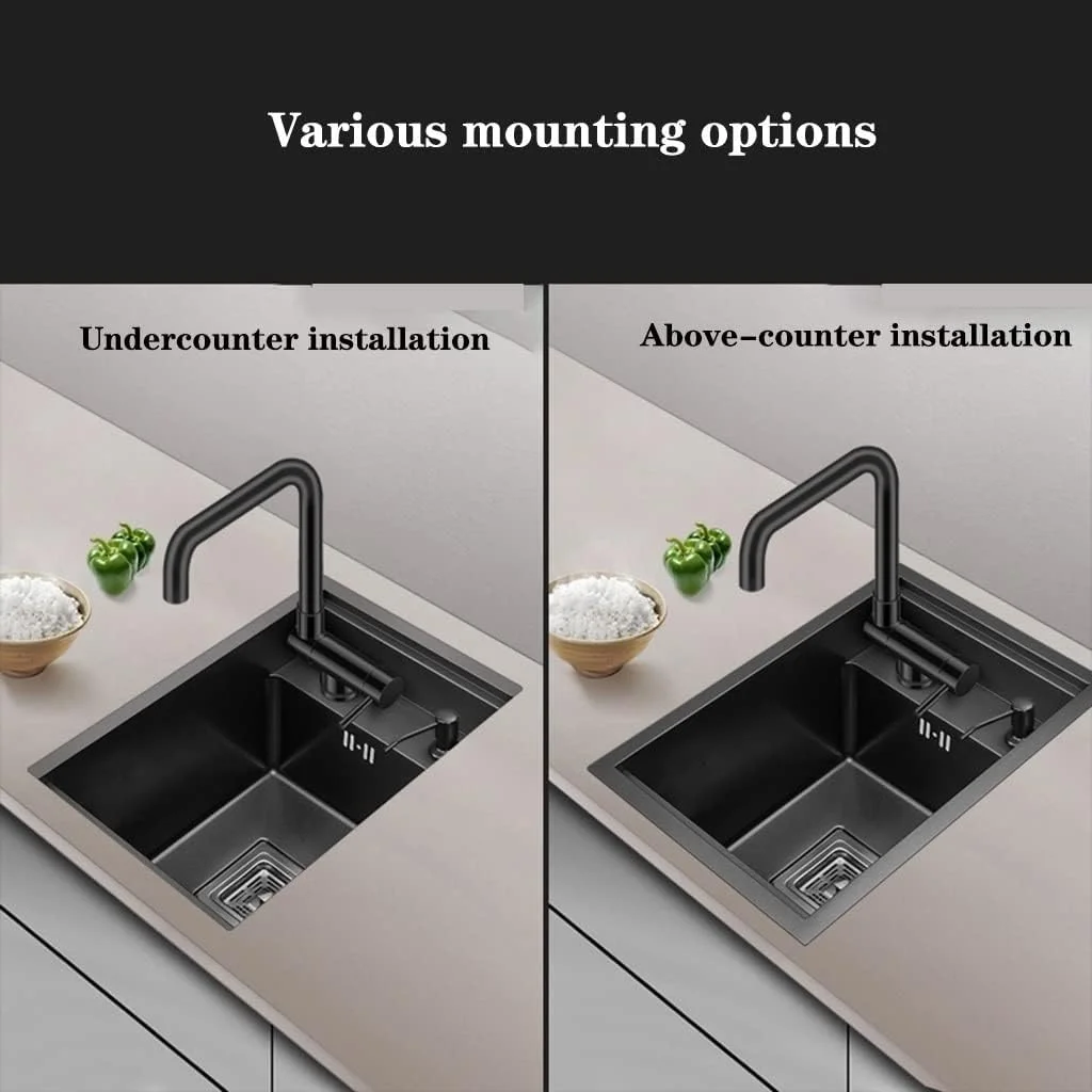 سینک ظرفشویی استیل ضد زنگ آشپزخانه، مناسب RV، استودیو، مینی سینک نامرئی، سایز کوچک، صرفه جویی در فضا، سینک توکار، لگن شستشوی ظروف