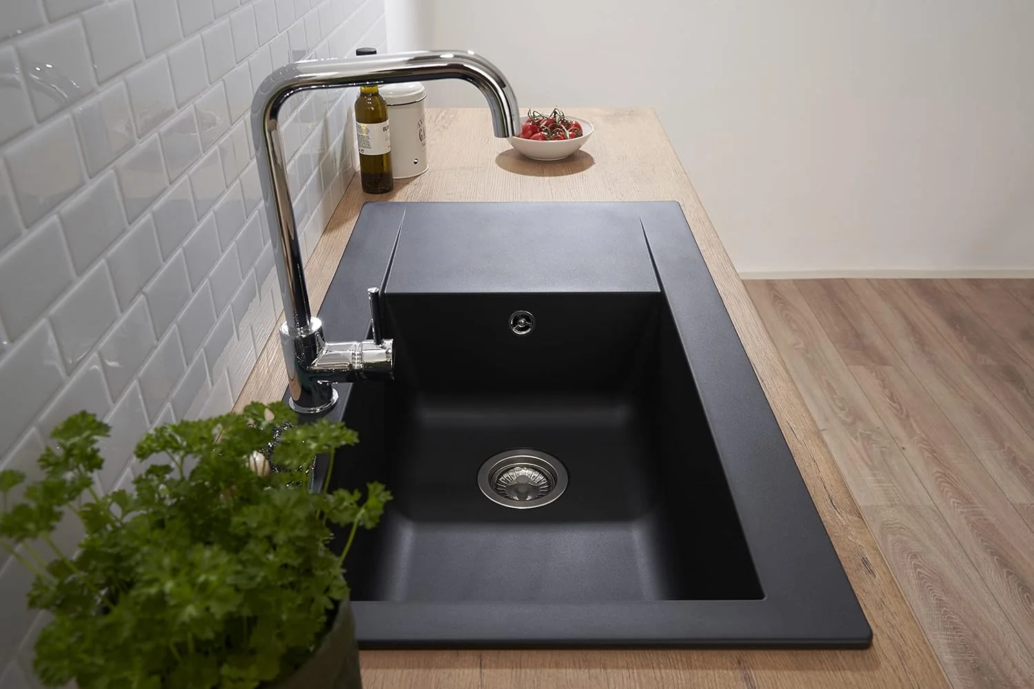 سینک ظرفشویی مشکی رسپکتا مدل ALINEO100، ابعاد 86x50 سانتی متر