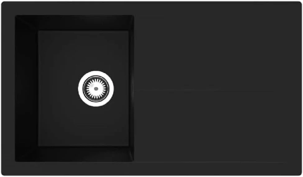 سینک گرانیتی مشکی Respekta Cleveland / سینک تک لگنه توکار 86x50 سانتی متر / مناسب برای کابینت های زیر سینک با عرض 50 سانتی متر