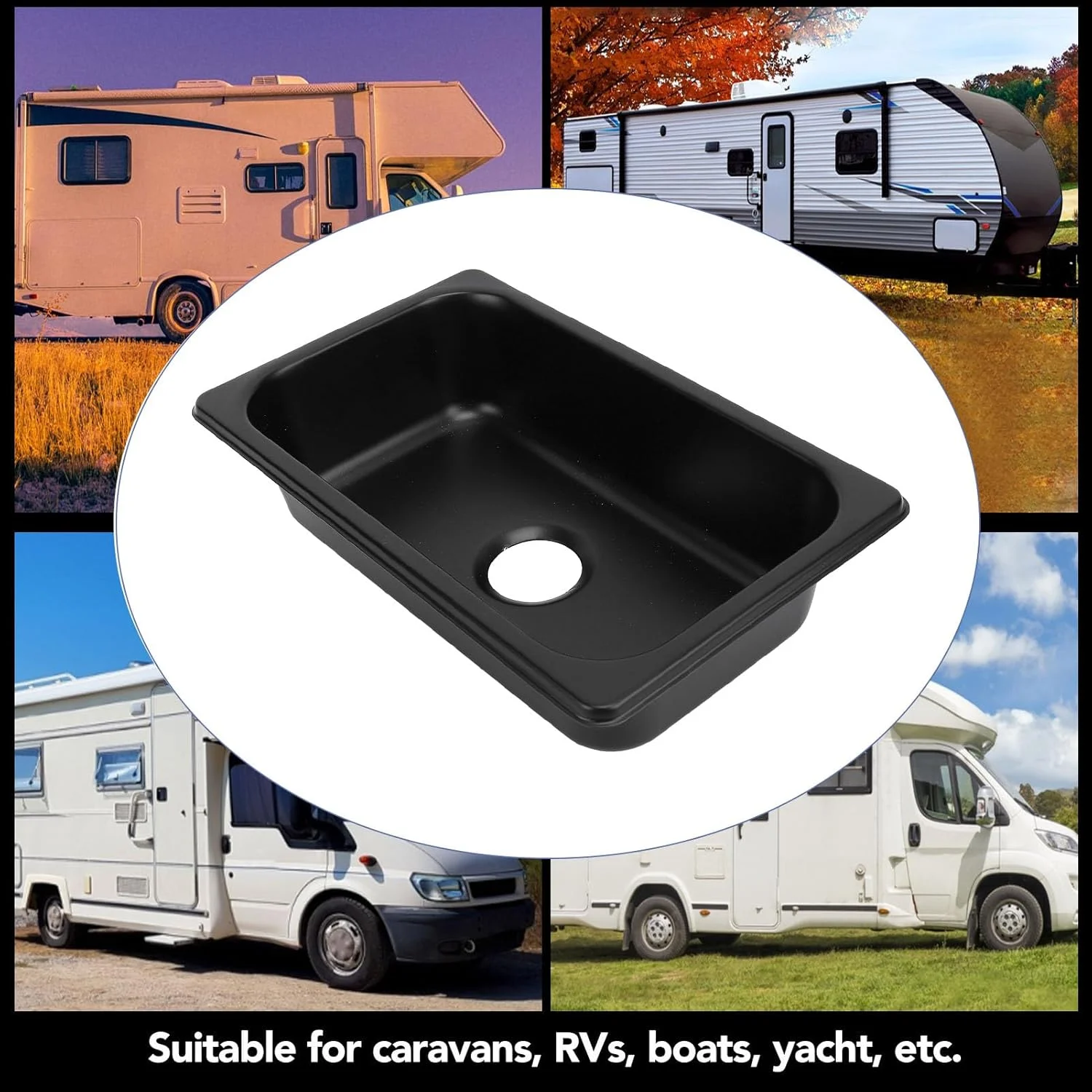 سینک ظرفشویی فوکتی، تک لگنه، سینک مستطیلی استیل 304 برای خانه های متحرک، سینک توکار با اتصال فاضلاب 40 میلی متری، سینک RV برای (اسپری