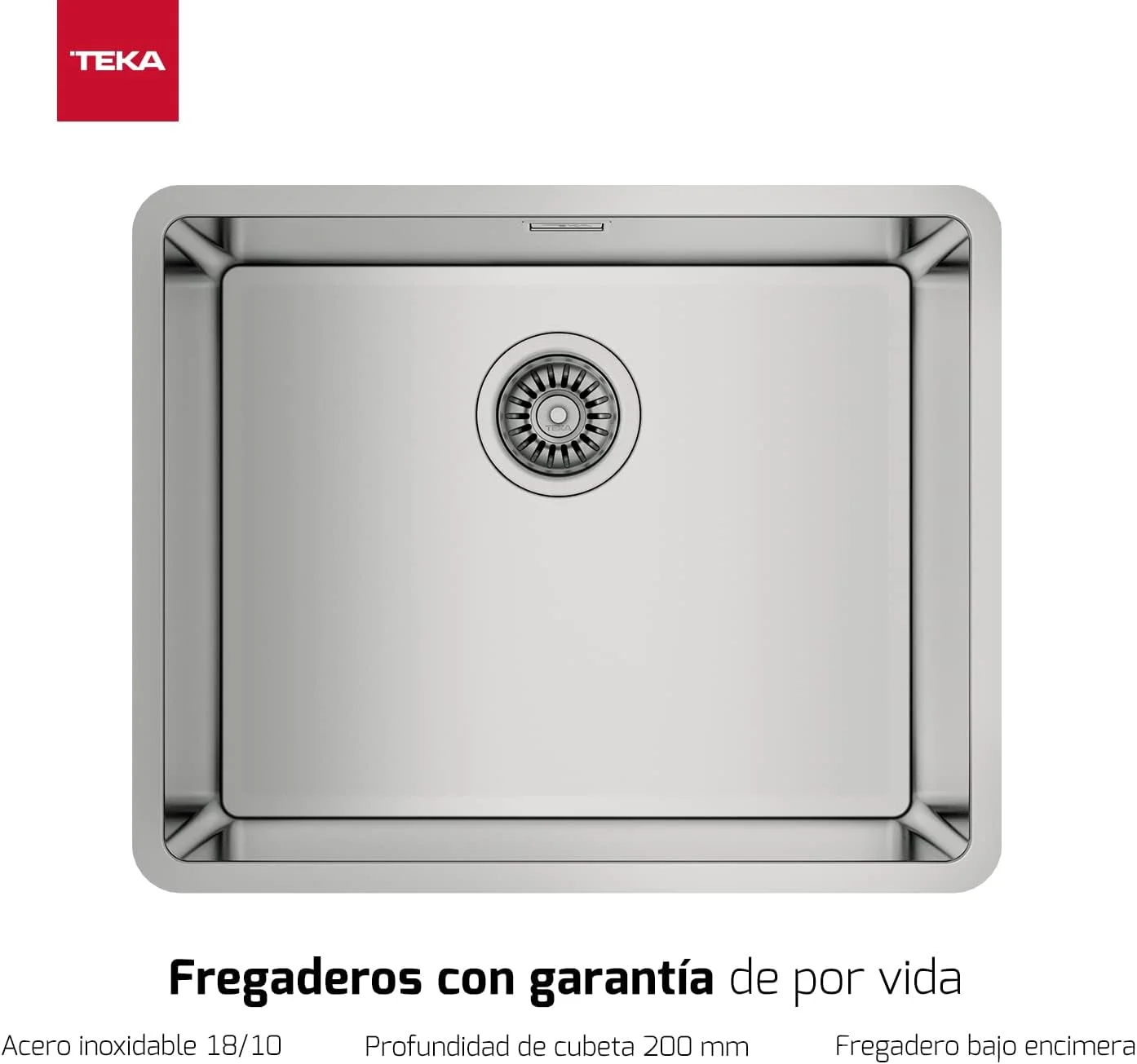 سینک ظرفشویی تکا 115000005 ساخته شده از استیل ضد زنگ با یک لگن مدل Linea Rs15 50.40 3½ W/Ovf Sp-115000005، خاکستری، متوسط