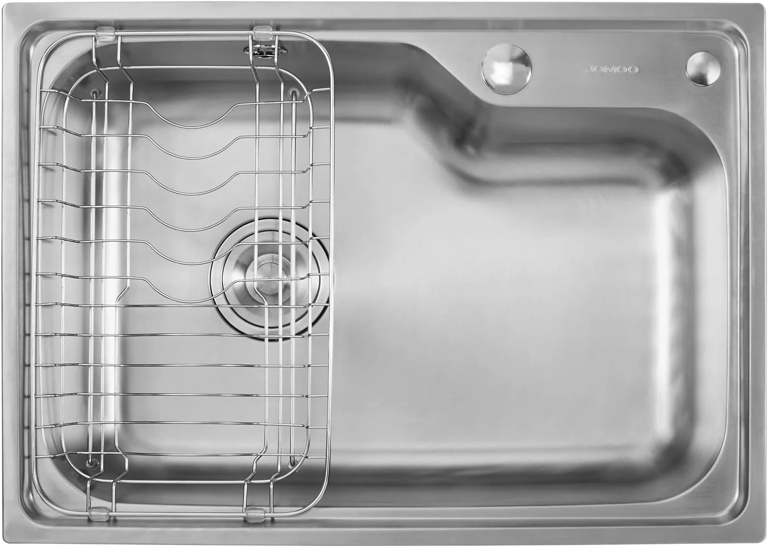 سینک ظرفشویی JOMOO، سینک تک لگنه آشپزخانه 22 * 14.8 اینچ از جنس استیل ضد زنگ SUS 304، سینک روکار با لوازم جانبی (580 * 400 * 200 میلی متر)