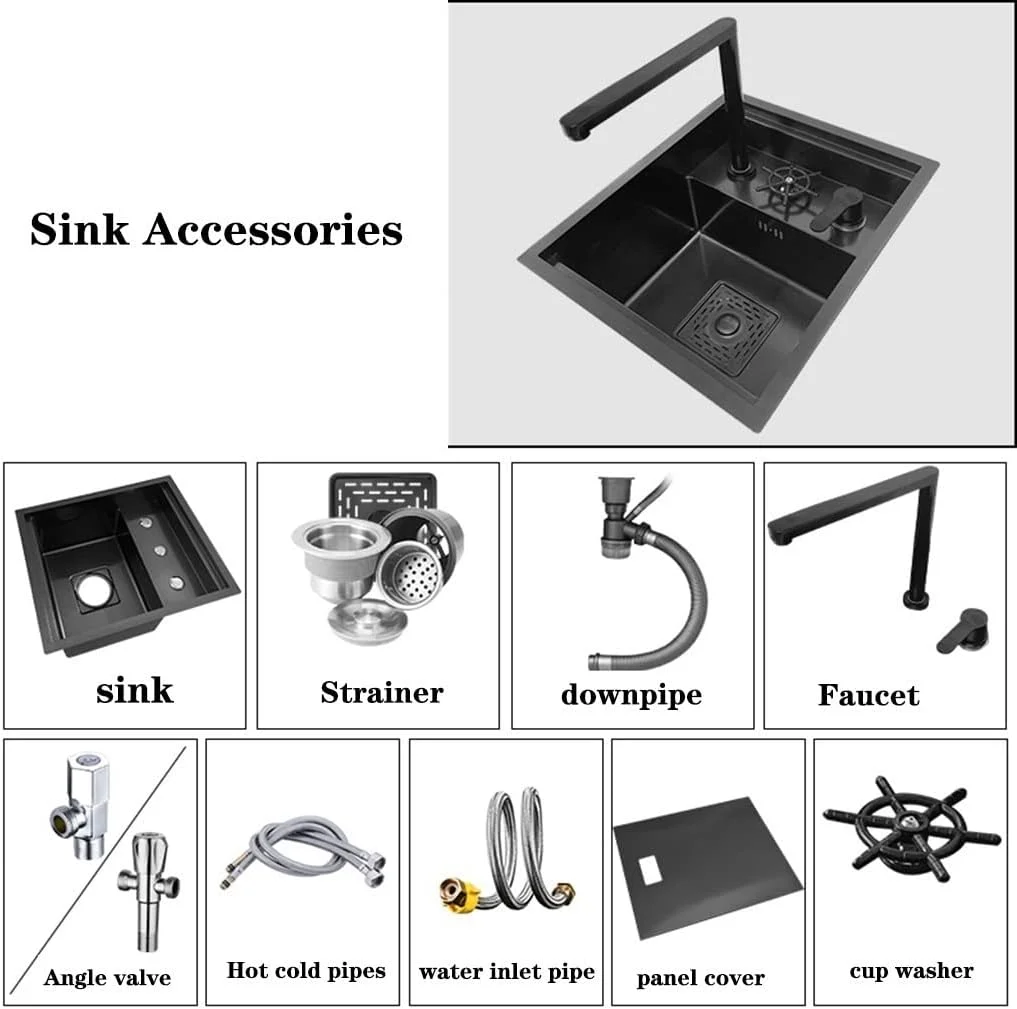 سینک ظرفشویی توکار استیل کوچک تک لگنه مناسب آشپزخانه، رستوران و بار به همراه شیر تاشو و درب پوششی