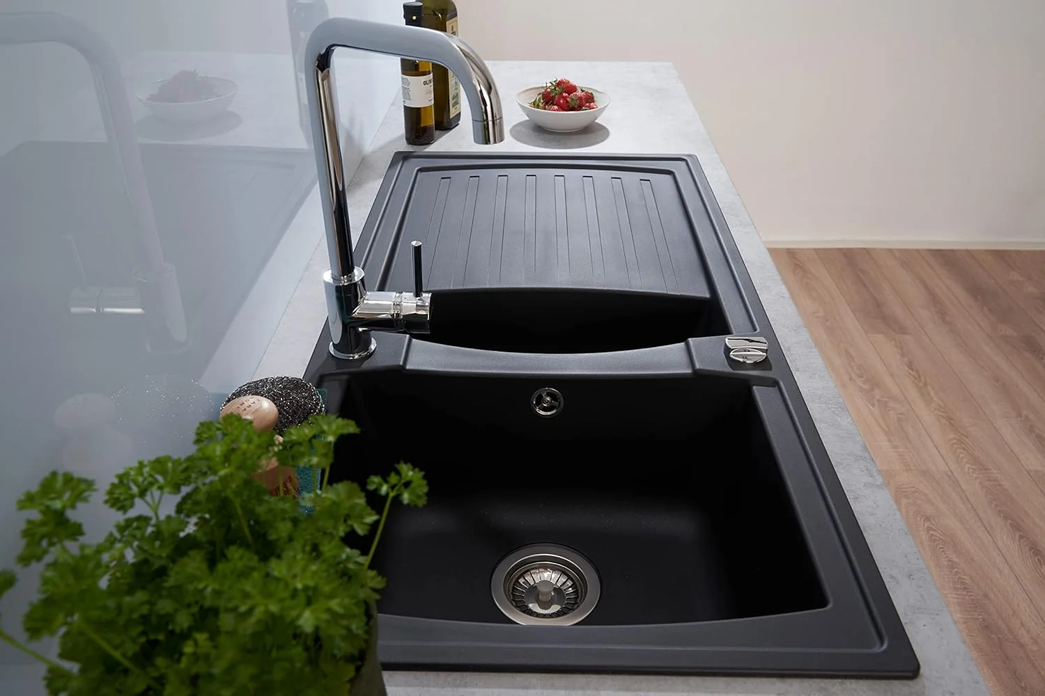 سینک ظرفشویی رسپکتا ALINEO100 - مشکی، 100 سانتی متر