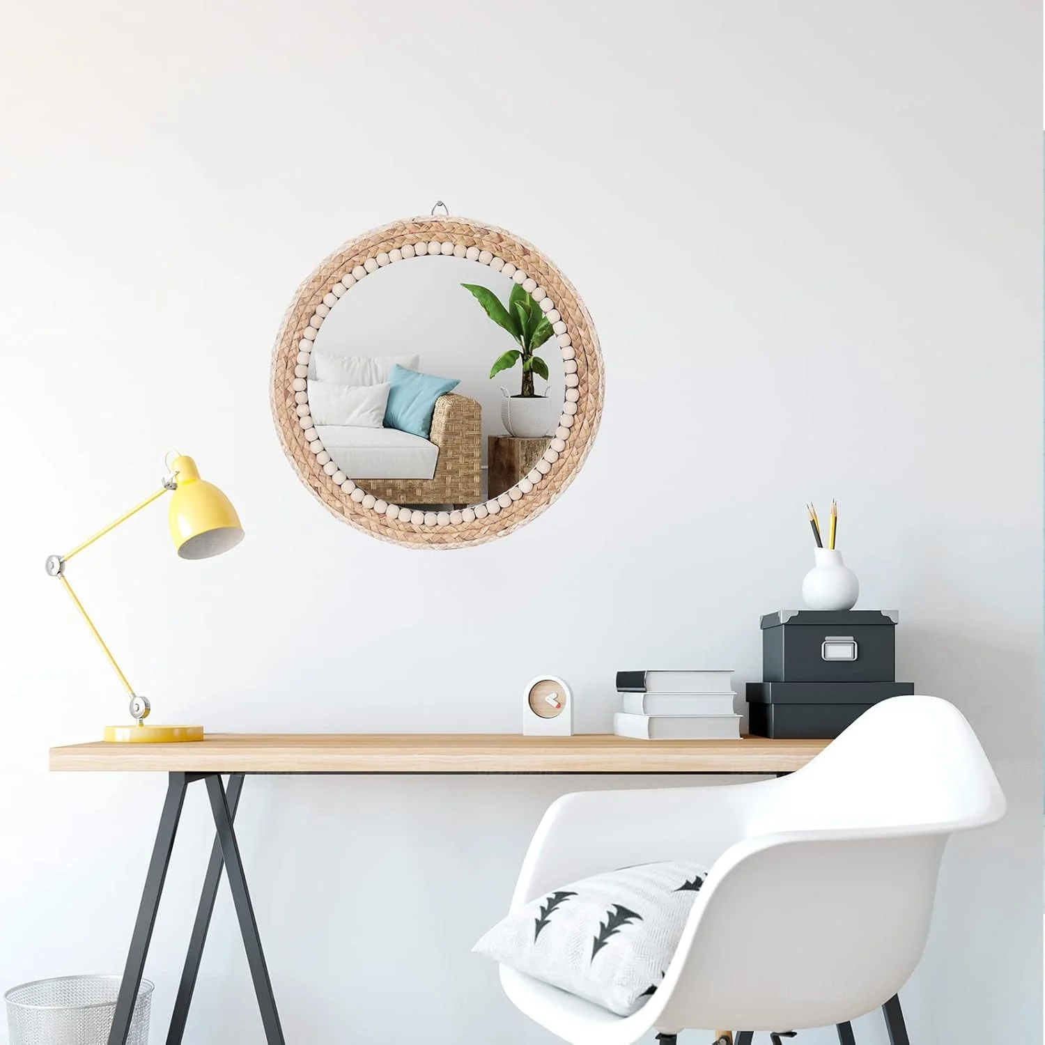 آینه دیواری آویز گرد 38 سانتی متری SWTHONY به سبک بوهو، آینه تزئینی دایره ای حصیری مناسب خانه های روستایی، اتاق نشیمن، اتاق خواب و حمام آینه دیواری آویز گرد 38 سانتی متری SWTHONY به سبک بوهو، آینه تزئینی دایره ای حصیری مناسب خانه های روستایی، اتاق نشیمن، اتاق خواب و حمام