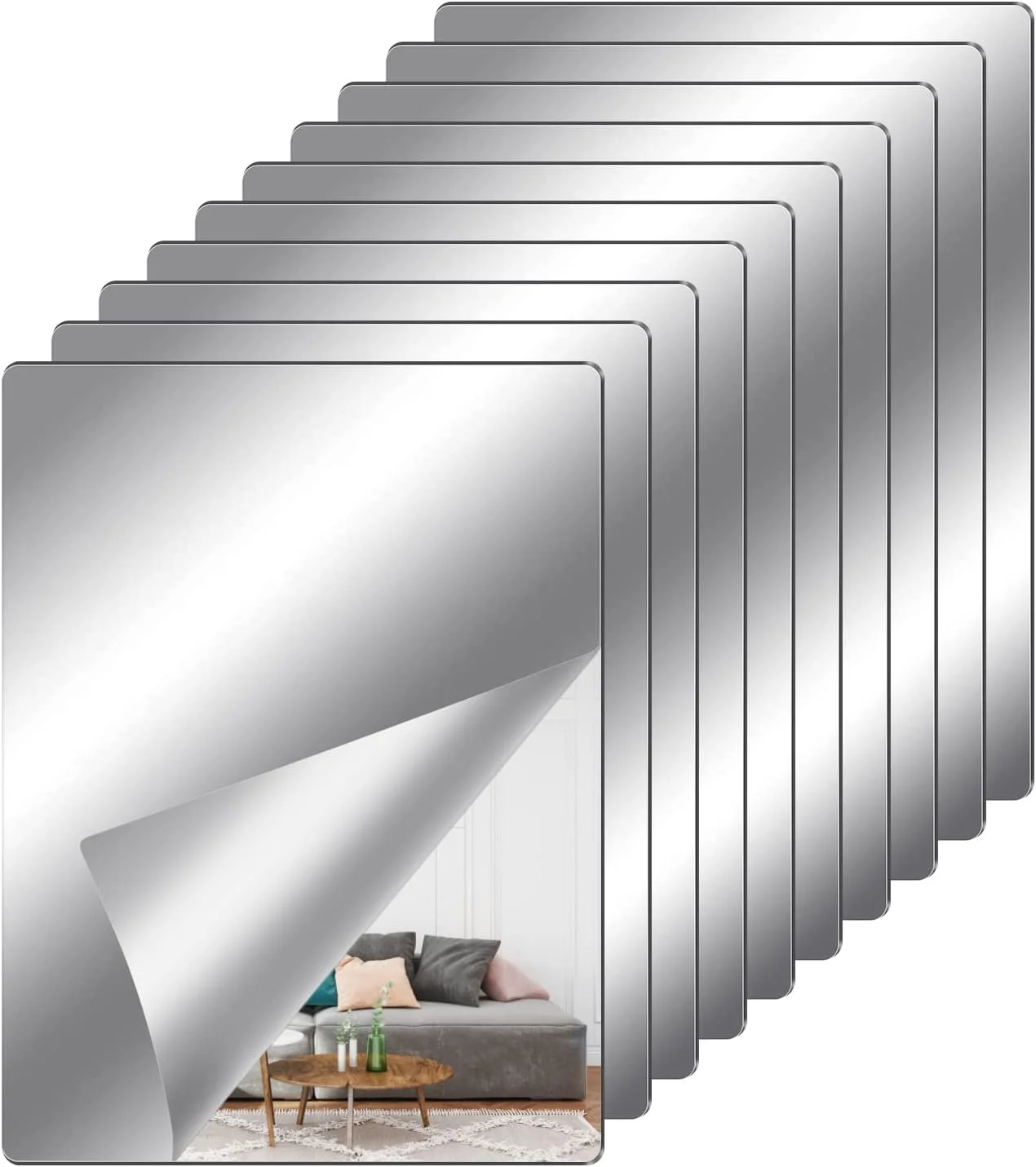 بسته 10 تایی آینه های اکریلیک، استیکرهای آینه ای، آینه های دیواری DIY برای چسباندن، نشکن، برای آینه های چسبی دیواری، آینه های تمام قد، کاشی های آینه ای، آینه تزئینی، دکوراسیون دیوار، 15 x 20 سانتی متر بسته 10 تایی آینه های اکریلیک، استیکرهای آینه ای، آینه های دیواری DIY برای چسباندن، نشکن، برای آینه های چسبی دیواری، آینه های تمام قد، کاشی های آینه ای، آینه تزئینی، دکوراسیون دیوار، 15 x 20 سانتی متر