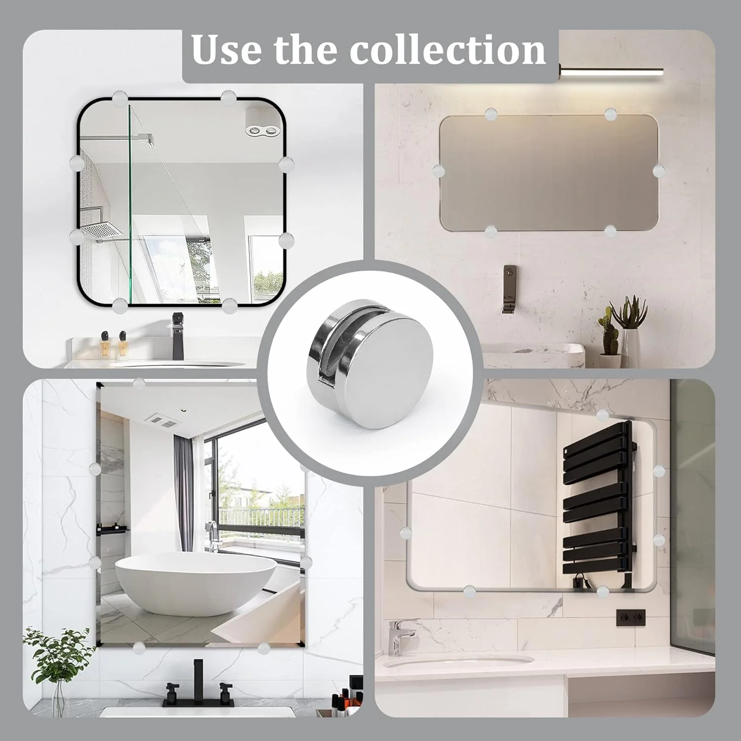 گیره نگهدارنده آینه دیواری SYOSI، بسته 8 عددی، گیره های گرد برای پشتیبانی از آینه، شیشه، آینه حمام، آینه میز آرایش، براکت ثابت برای آینه با ضخامت 3-6 میلی متر گیره نگهدارنده آینه دیواری SYOSI، بسته 8 عددی، گیره های گرد برای پشتیبانی از آینه، شیشه، آینه حمام، آینه میز آرایش، براکت ثابت برای آینه با ضخامت 3-6 میلی متر