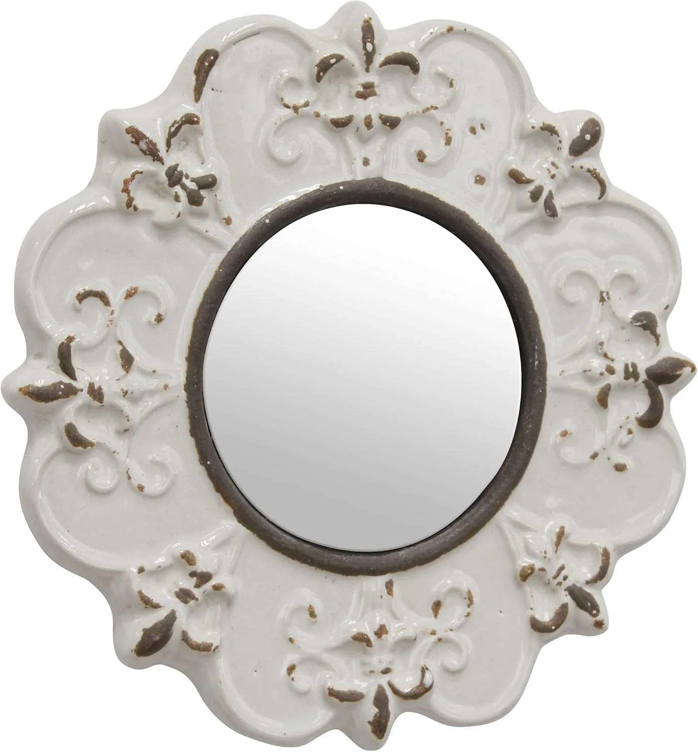 آینه دیواری سرامیکی عتیقه گرد سفید استون برای دکوراسیون منزل، اتاق نشیمن، آشپزخانه، اتاق خواب یا راهرو، دکوراسیون به سبک فرانسوی آینه دیواری سرامیکی عتیقه گرد سفید استون برای دکوراسیون منزل، اتاق نشیمن، آشپزخانه، اتاق خواب یا راهرو، دکوراسیون به سبک فرانسوی