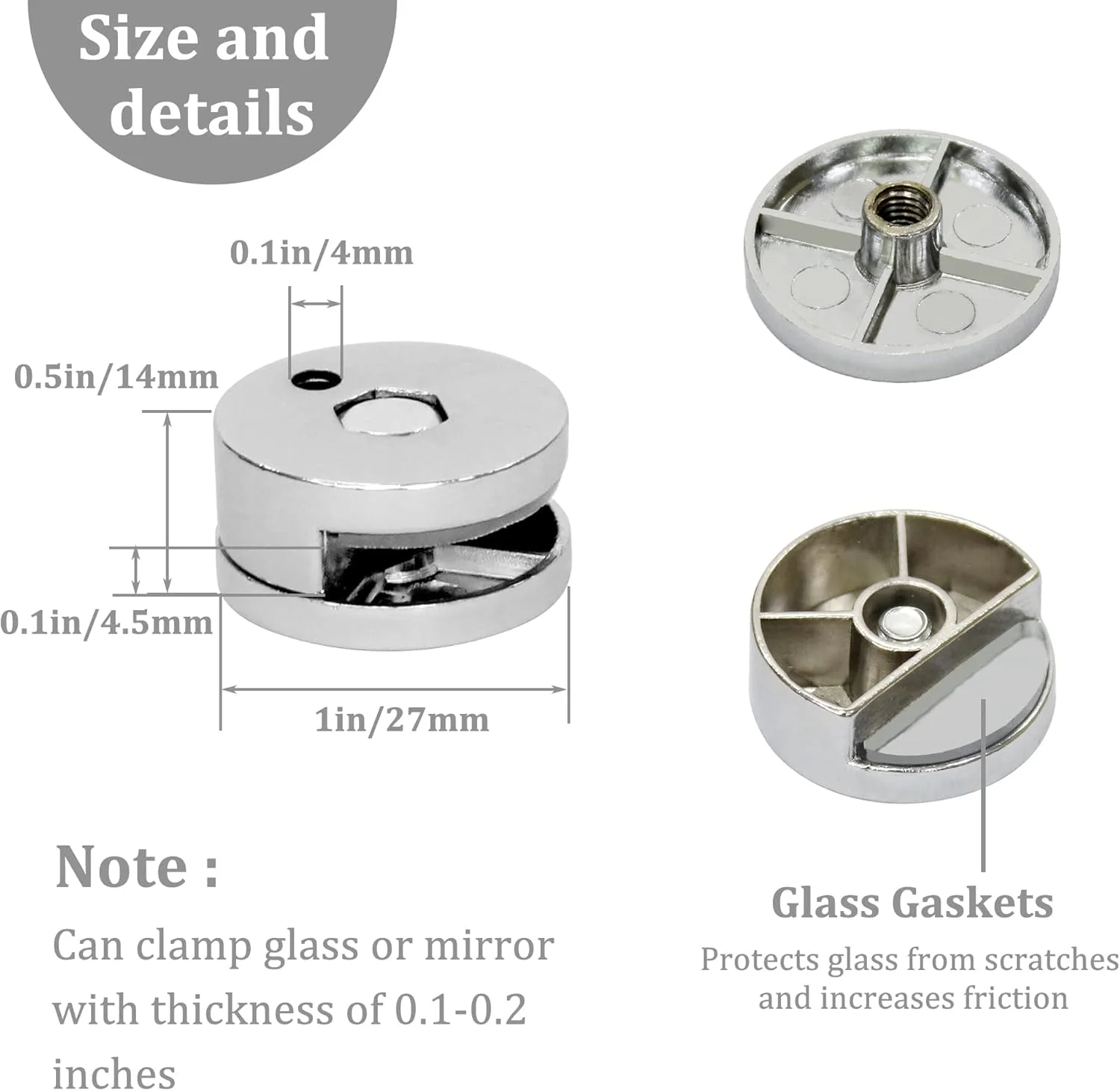 گیره نگهدارنده آینه دیواری SYOSI، بسته 8 عددی، گیره های گرد برای پشتیبانی از آینه، شیشه، آینه حمام، آینه میز آرایش، براکت ثابت برای آینه با ضخامت 3-6 میلی متر گیره نگهدارنده آینه دیواری SYOSI، بسته 8 عددی، گیره های گرد برای پشتیبانی از آینه، شیشه، آینه حمام، آینه میز آرایش، براکت ثابت برای آینه با ضخامت 3-6 میلی متر