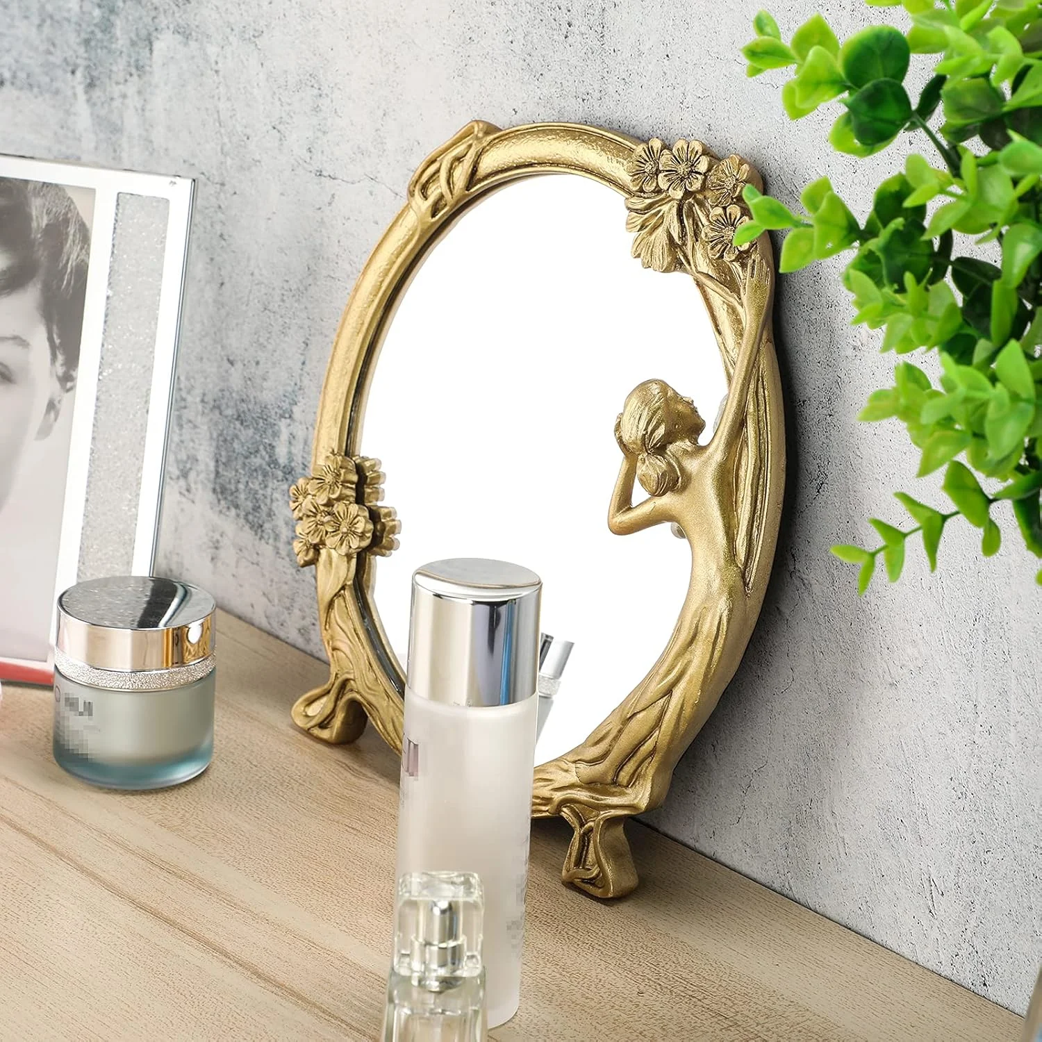 آینه دیواری تزئینی سام تری، آینه وینتیج طلایی آویز، آینه آرایشی گرد آینه دیواری تزئینی سام تری، آینه وینتیج طلایی آویز، آینه آرایشی گرد