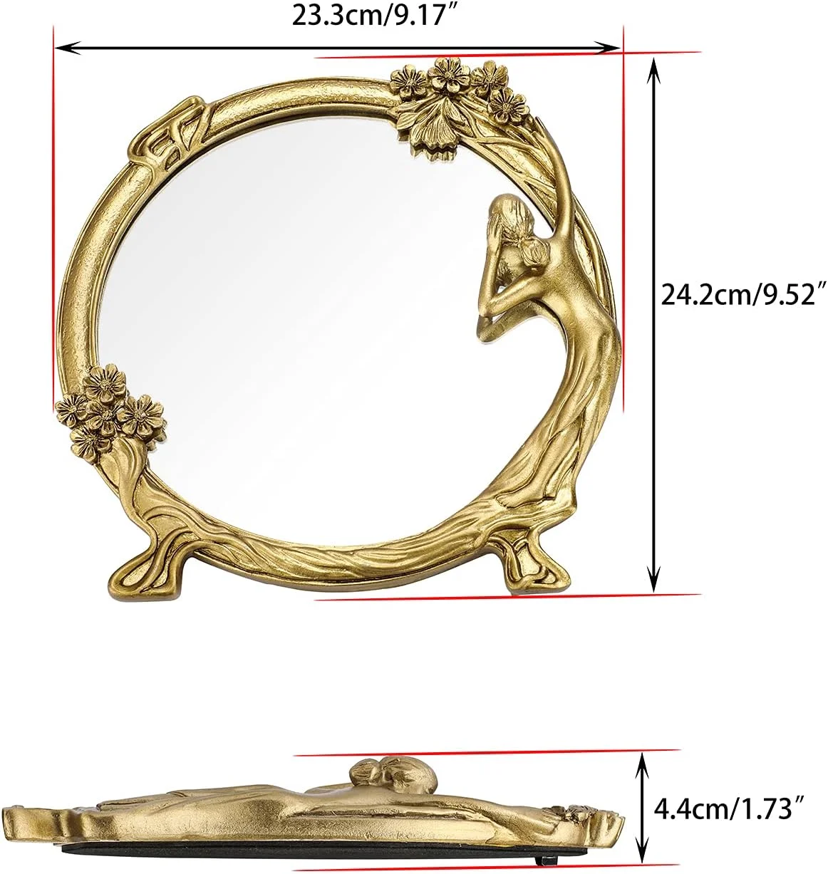 آینه دیواری تزئینی سام تری، آینه وینتیج طلایی آویز، آینه آرایشی گرد آینه دیواری تزئینی سام تری، آینه وینتیج طلایی آویز، آینه آرایشی گرد