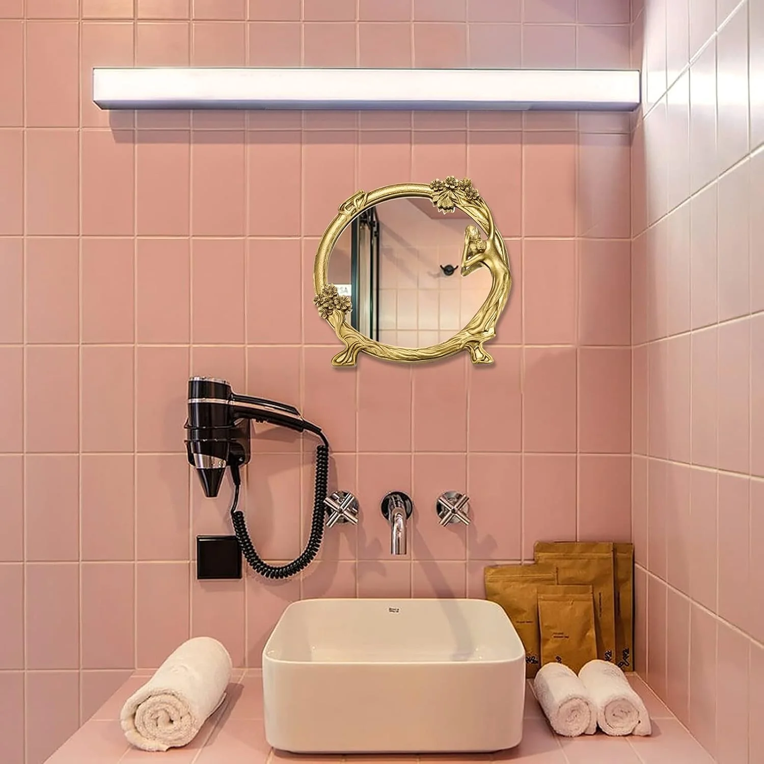 آینه دیواری تزئینی سام تری، آینه وینتیج طلایی آویز، آینه آرایشی گرد آینه دیواری تزئینی سام تری، آینه وینتیج طلایی آویز، آینه آرایشی گرد