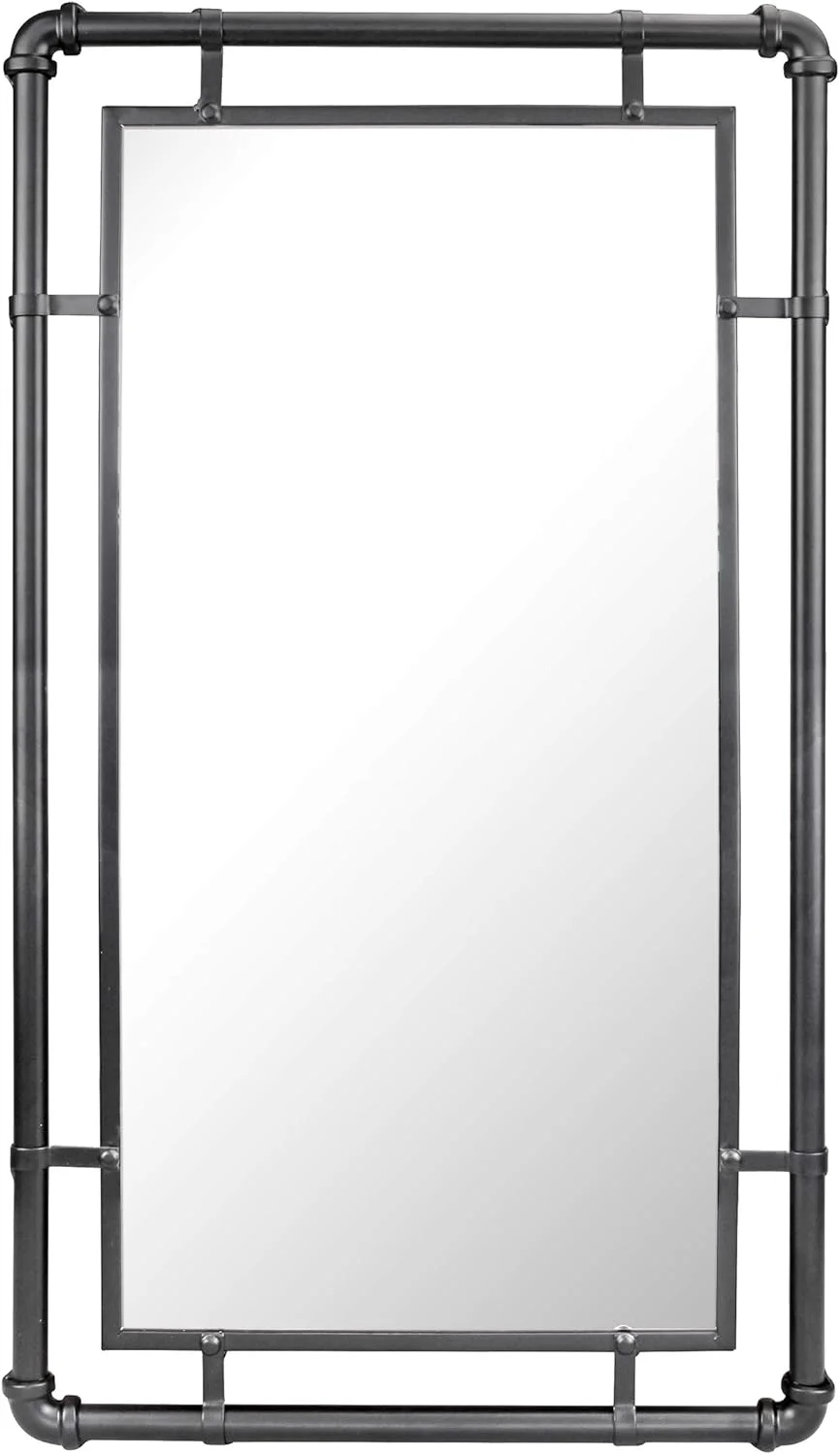 آینه دیواری مستطیلی فلزی مشکی طرح لوله صنعتی استون برایر، 74 در 42 سانتی متر، دارای آویز متصل، دکور مدرن برای اتاق نشیمن، اتاق خواب، حمام، راهرو و ورودی آینه دیواری مستطیلی فلزی مشکی طرح لوله صنعتی استون برایر، 74 در 42 سانتی متر، دارای آویز متصل، دکور مدرن برای اتاق نشیمن، اتاق خواب، حمام، راهرو و ورودی