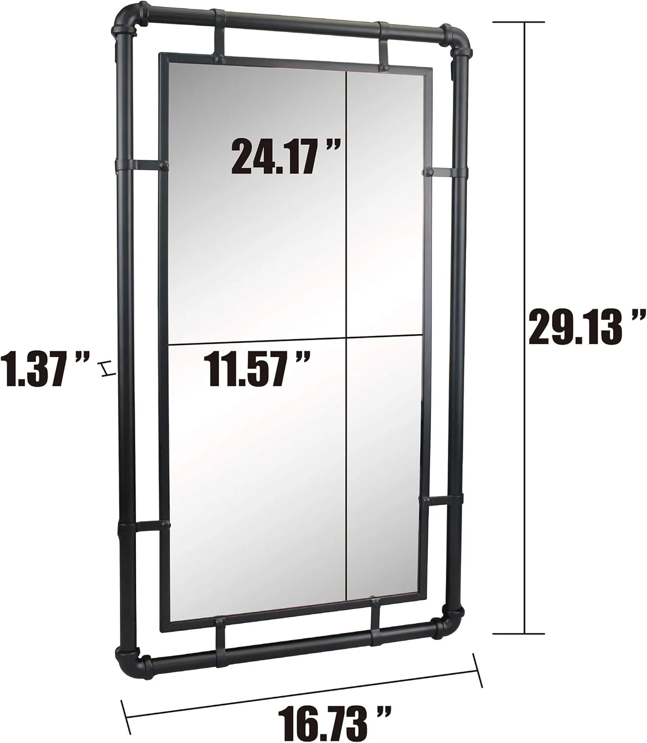 آینه دیواری مستطیلی فلزی مشکی طرح لوله صنعتی استون برایر، 74 در 42 سانتی متر، دارای آویز متصل، دکور مدرن برای اتاق نشیمن، اتاق خواب، حمام، راهرو و ورودی آینه دیواری مستطیلی فلزی مشکی طرح لوله صنعتی استون برایر، 74 در 42 سانتی متر، دارای آویز متصل، دکور مدرن برای اتاق نشیمن، اتاق خواب، حمام، راهرو و ورودی