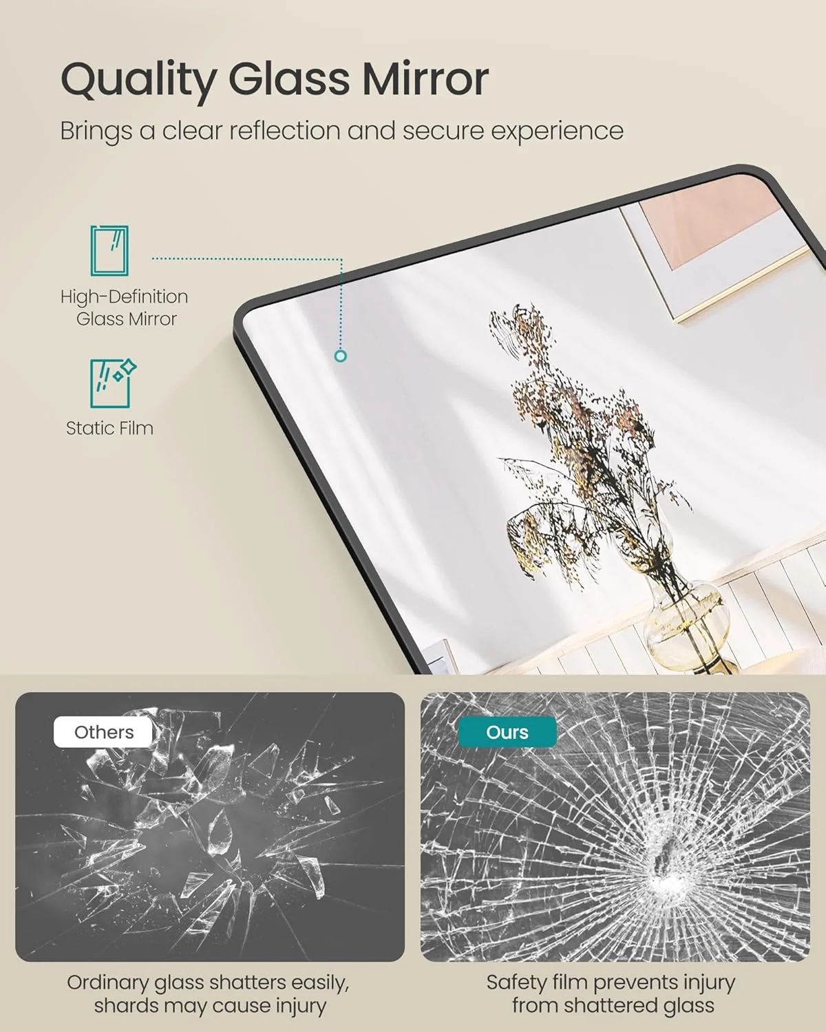 آینه قدی SONGMICS، 120x40 سانتی متر، آینه مستطیلی، قابل نصب روی دیوار یا درب، قاب آلیاژ آلومینیوم، شیشه حرارت دیده، مناسب اتاق خواب، اتاق نشیمن، کمد، مشکی جوهری LFM032B01 آینه قدی SONGMICS، 120x40 سانتی متر، آینه مستطیلی، قابل نصب روی دیوار یا درب، قاب آلیاژ آلومینیوم، شیشه حرارت دیده، مناسب اتاق خواب، اتاق نشیمن، کمد، مشکی جوهری LFM032B01