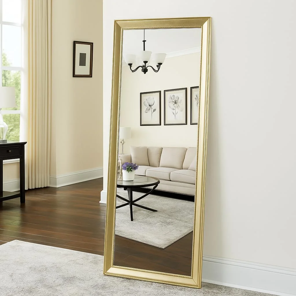 آینه قدی ایستاده 160cm x 60cm، قابل استفاده به صورت ایستاده، آویز یا تکیه داده شده به دیوار، دکوراسیون منزل، آینه مستطیلی مناسب اتاق خواب، آینه قدی زمینی، آینه آرایشی، آینه دیواری، قاب PVC - طلایی آینه قدی ایستاده 160cm x 60cm، قابل استفاده به صورت ایستاده، آویز یا تکیه داده شده به دیوار، دکوراسیون منزل، آینه مستطیلی مناسب اتاق خواب، آینه قدی زمینی، آینه آرایشی، آینه دیواری، قاب PVC - طلایی