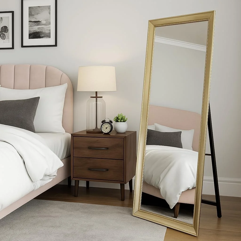 آینه قدی ایستاده 160cm x 60cm، قابل استفاده به صورت ایستاده، آویز یا تکیه داده شده به دیوار، دکوراسیون منزل، آینه مستطیلی مناسب اتاق خواب، آینه قدی زمینی، آینه آرایشی، آینه دیواری، قاب PVC - طلایی آینه قدی ایستاده 160cm x 60cm، قابل استفاده به صورت ایستاده، آویز یا تکیه داده شده به دیوار، دکوراسیون منزل، آینه مستطیلی مناسب اتاق خواب، آینه قدی زمینی، آینه آرایشی، آینه دیواری، قاب PVC - طلایی