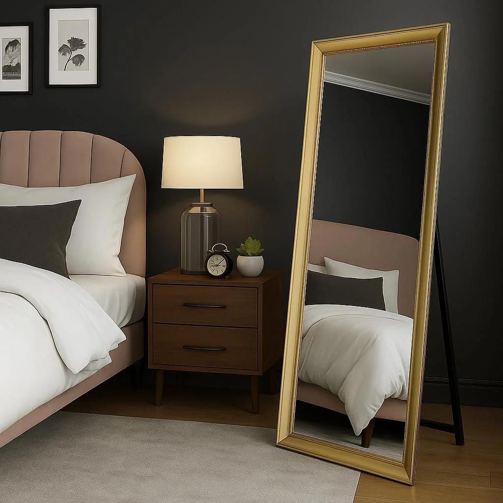 آینه قدی ایستاده 160cm x 60cm، قابل استفاده به صورت ایستاده، آویز یا تکیه داده شده به دیوار، دکوراسیون منزل، آینه مستطیلی مناسب اتاق خواب، آینه قدی زمینی، آینه آرایشی، آینه دیواری، قاب PVC - طلایی آینه قدی ایستاده 160cm x 60cm، قابل استفاده به صورت ایستاده، آویز یا تکیه داده شده به دیوار، دکوراسیون منزل، آینه مستطیلی مناسب اتاق خواب، آینه قدی زمینی، آینه آرایشی، آینه دیواری، قاب PVC - طلایی