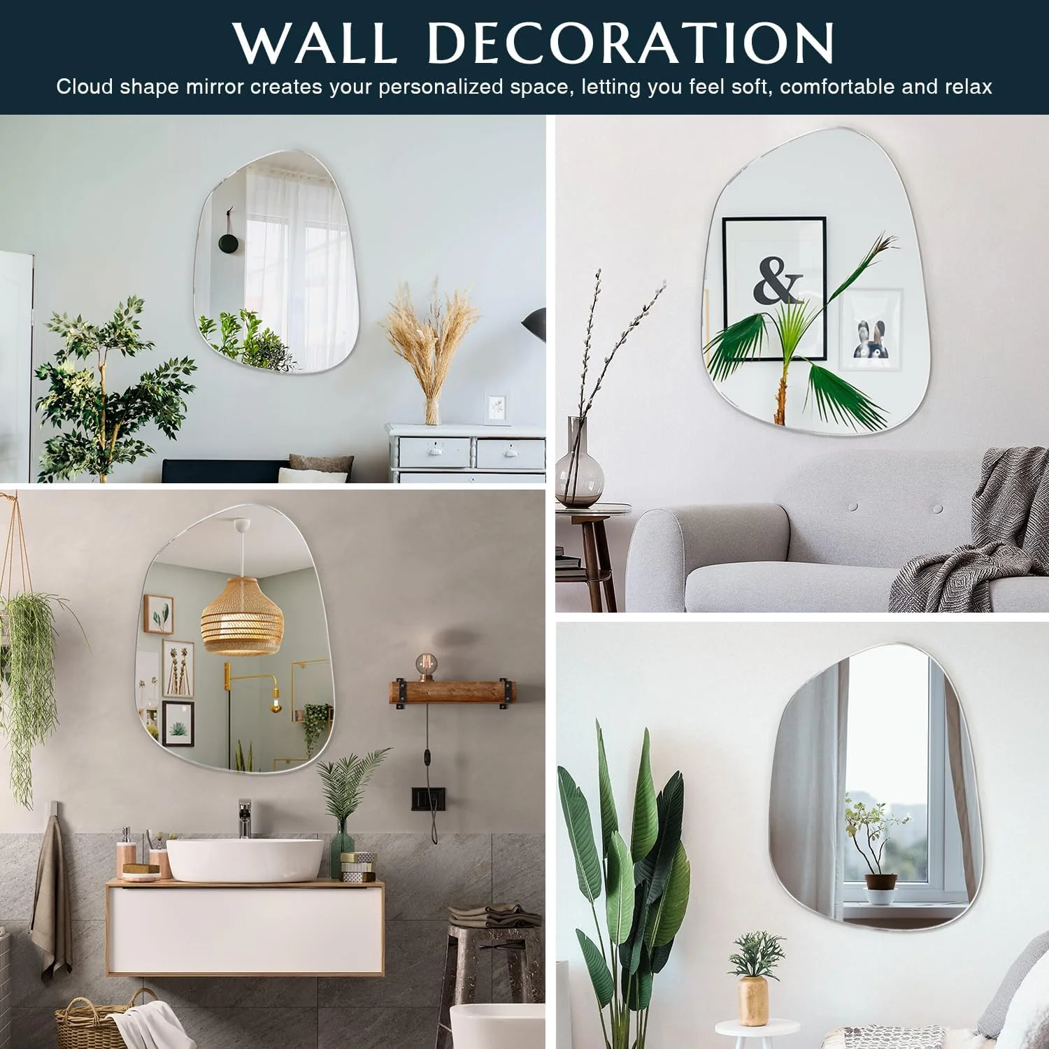 آینه دکوراتیو نامتقارن بدون قاب چسبی Sqinor - آینه مدرن دیواری خودچسب برای حمام، اتاق نشیمن، راهرو، میز آرایش آینه دکوراتیو نامتقارن بدون قاب چسبی Sqinor - آینه مدرن دیواری خودچسب برای حمام، اتاق نشیمن، راهرو، میز آرایش