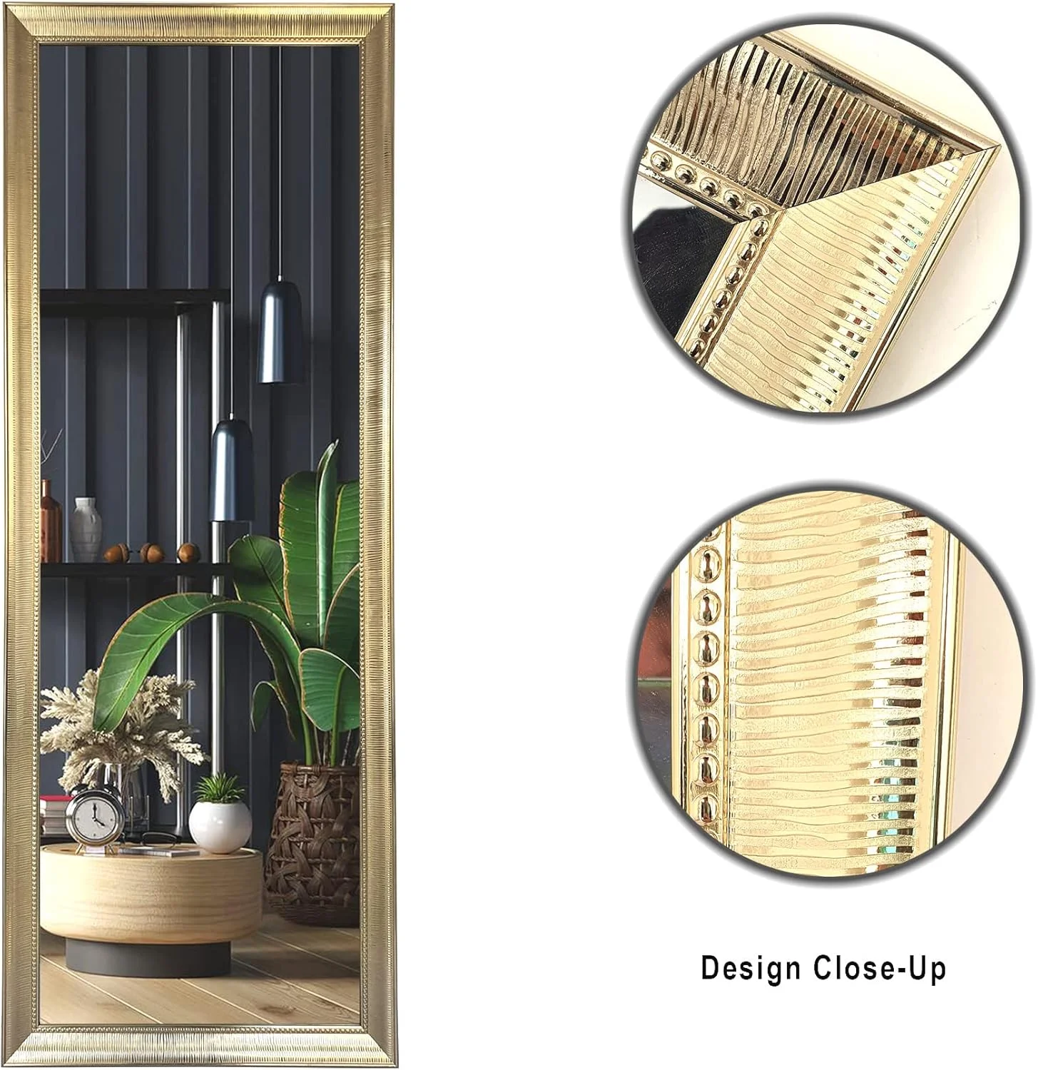 آینه قدی ایستاده 160cm x 60cm، قابل استفاده به صورت ایستاده، آویز یا تکیه داده شده به دیوار، دکوراسیون منزل، آینه مستطیلی مناسب اتاق خواب، آینه قدی زمینی، آینه آرایشی، آینه دیواری، قاب PVC - طلایی آینه قدی ایستاده 160cm x 60cm، قابل استفاده به صورت ایستاده، آویز یا تکیه داده شده به دیوار، دکوراسیون منزل، آینه مستطیلی مناسب اتاق خواب، آینه قدی زمینی، آینه آرایشی، آینه دیواری، قاب PVC - طلایی