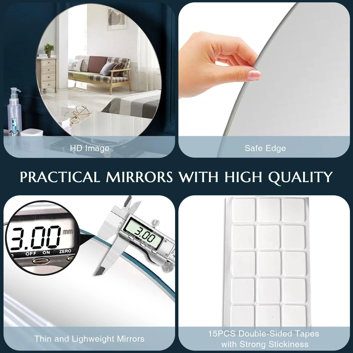 آینه گرد بدون قاب Sqinor، آینه شیشه ای چسبی برای دیوار، آینه دکوراتیو دایره ای 40 سانتی متری برای حمام، اتاق نشیمن، ورودی ها، راهرو و میز آرایش آینه گرد بدون قاب Sqinor، آینه شیشه ای چسبی برای دیوار، آینه دکوراتیو دایره ای 40 سانتی متری برای حمام، اتاق نشیمن، ورودی ها، راهرو و میز آرایش