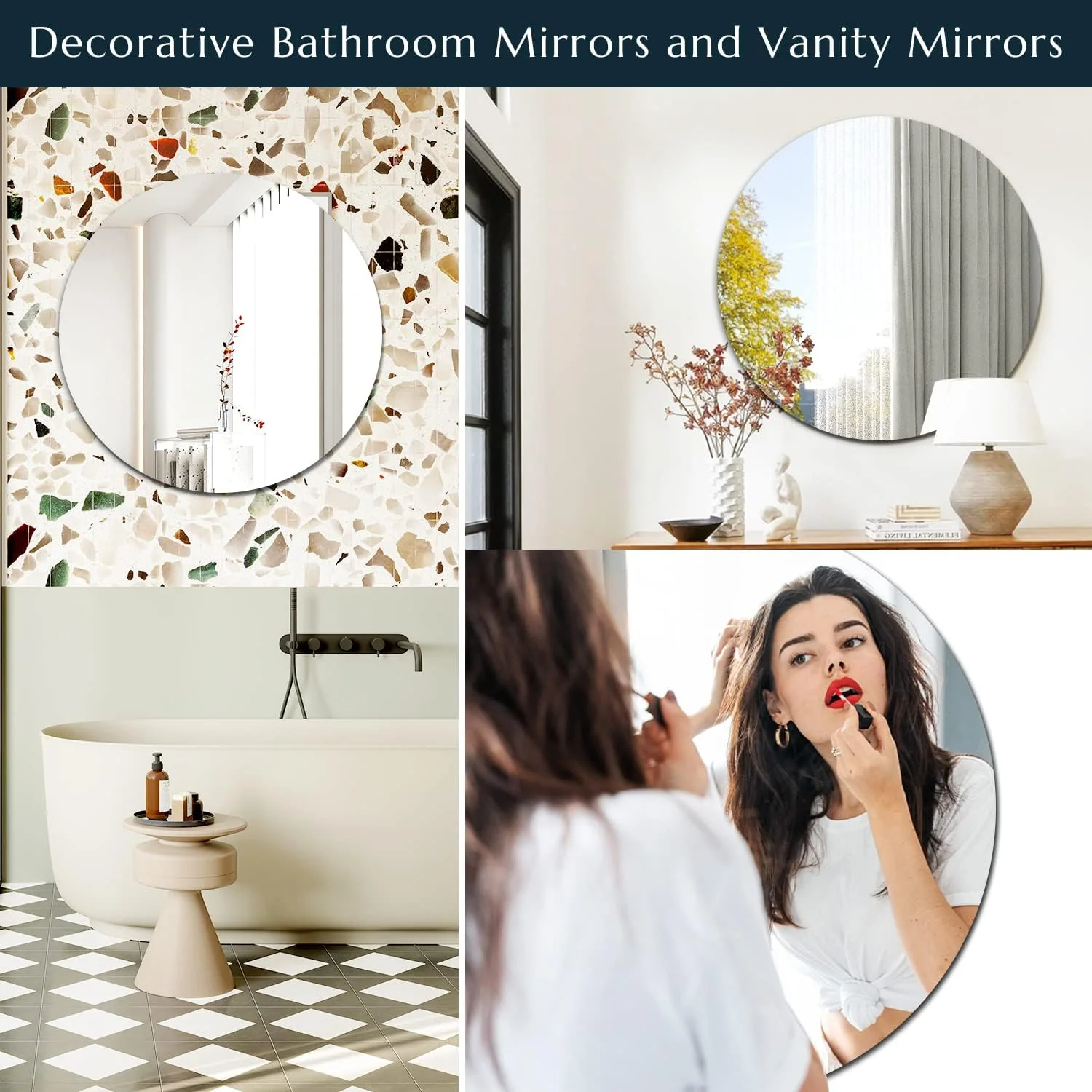 آینه گرد بدون قاب Sqinor، آینه شیشه ای چسبی برای دیوار، آینه دکوراتیو دایره ای 40 سانتی متری برای حمام، اتاق نشیمن، ورودی ها، راهرو و میز آرایش آینه گرد بدون قاب Sqinor، آینه شیشه ای چسبی برای دیوار، آینه دکوراتیو دایره ای 40 سانتی متری برای حمام، اتاق نشیمن، ورودی ها، راهرو و میز آرایش