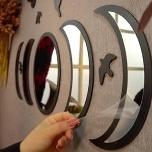 آینه دیواری Rellon Industries برای اتاق نشیمن، 5 تکه آینه تزئینی چوبی فاز ماه، استیکرهای آینه دیواری، دکوراسیون دیوار برای اتاق نشیمن، اتاق خواب - آینه واقعی نیست (مشکی) آینه دیواری Rellon Industries برای اتاق نشیمن، 5 تکه آینه تزئینی چوبی فاز ماه، استیکرهای آینه دیواری، دکوراسیون دیوار برای اتاق نشیمن، اتاق خواب - آینه واقعی نیست (مشکی)