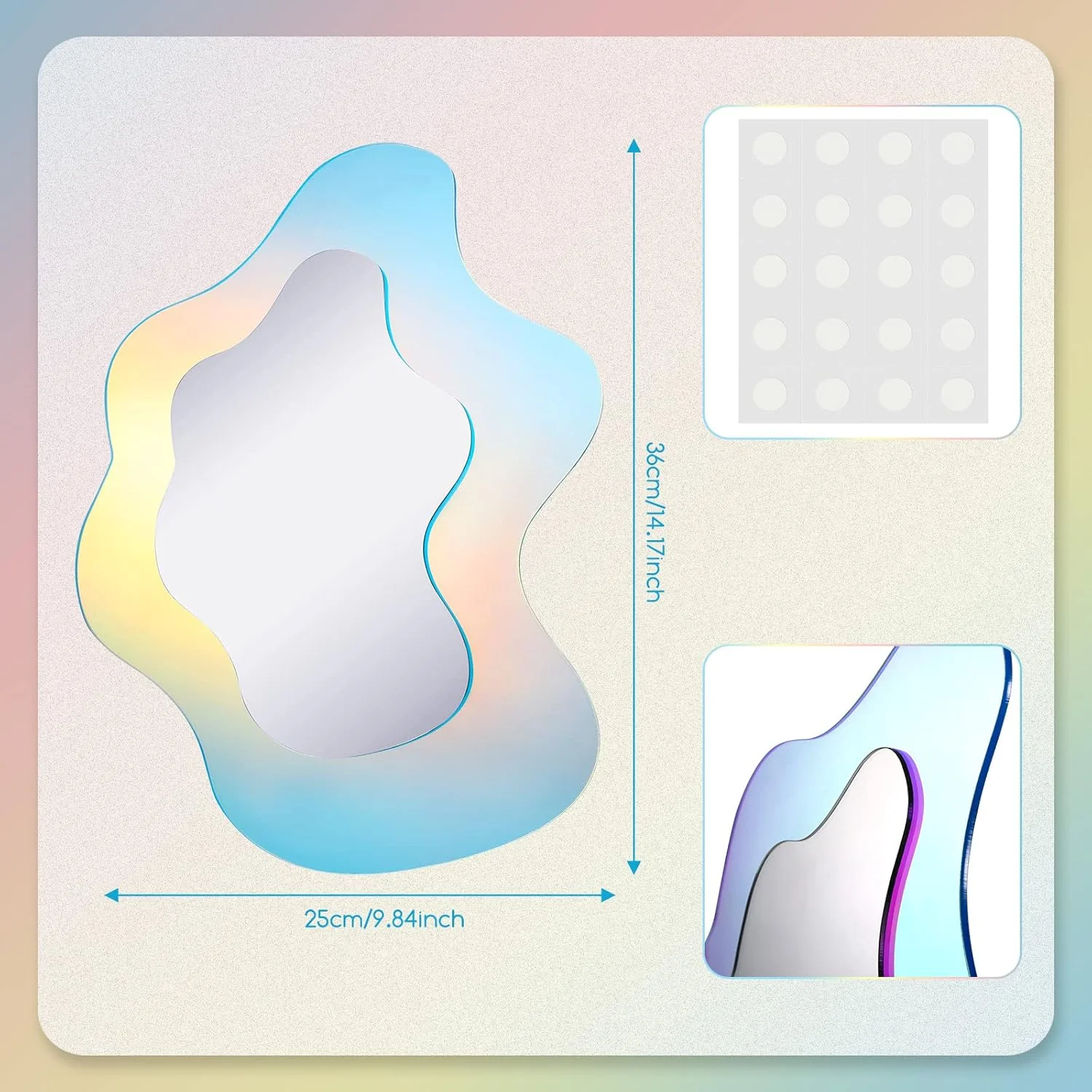 آینه آکریلیک موج دار Qunclay رنگین کمانی نامنظم زیبایی شناسی آینه رومیزی موج دار بدون قاب آمورفیک رترو برای دکور دیوار اتاق نشیمن اتاق خواب حمام ورودی (سبک زنده، 36 × 25 سانتی متر) آینه آکریلیک موج دار Qunclay رنگین کمانی نامنظم زیبایی شناسی آینه رومیزی موج دار بدون قاب آمورفیک رترو برای دکور دیوار اتاق نشیمن اتاق خواب حمام ورودی (سبک زنده، 36 × 25 سانتی متر)