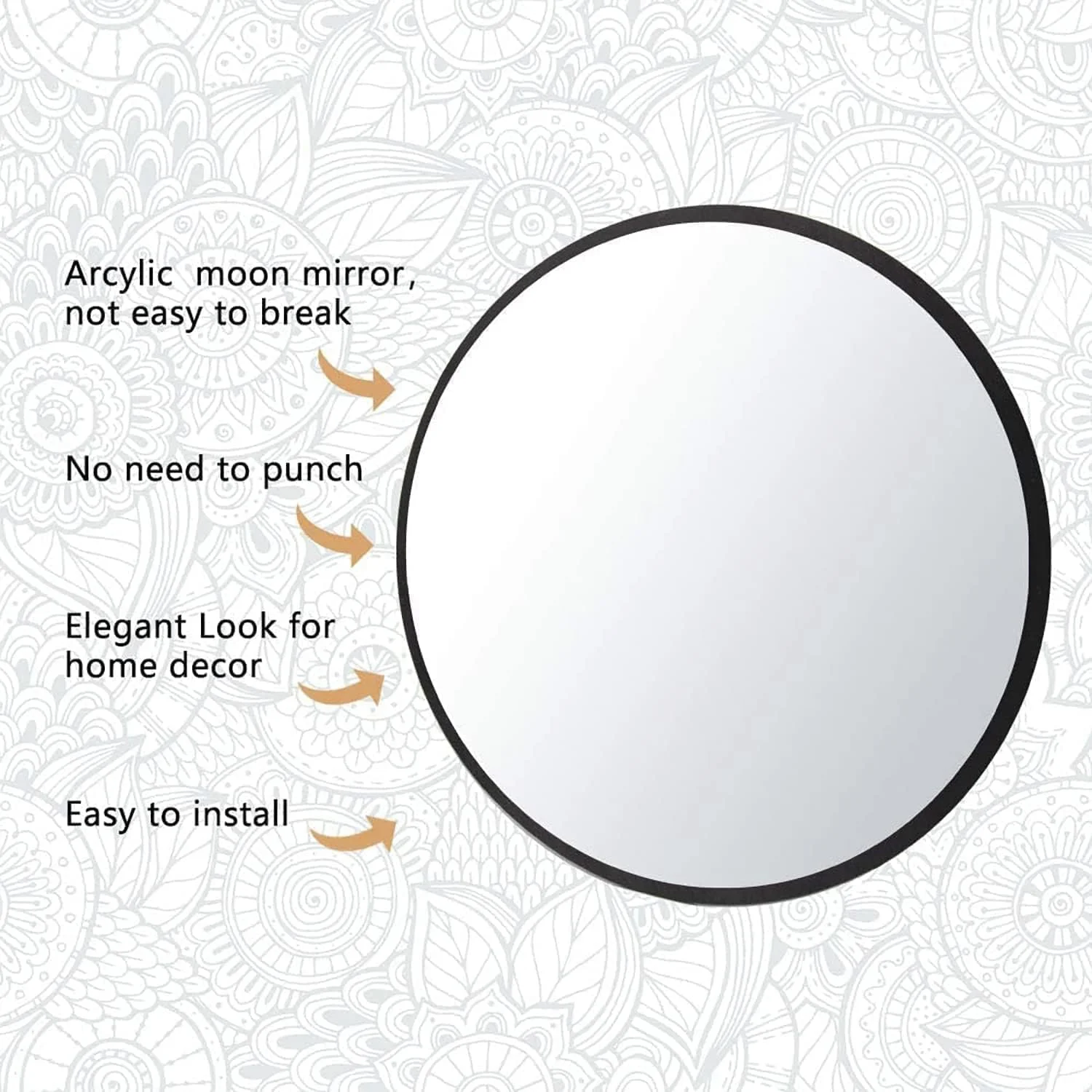 آینه دیواری Rellon Industries برای اتاق نشیمن، 5 تکه آینه تزئینی چوبی فاز ماه، استیکرهای آینه دیواری، دکوراسیون دیوار برای اتاق نشیمن، اتاق خواب - آینه واقعی نیست (مشکی) آینه دیواری Rellon Industries برای اتاق نشیمن، 5 تکه آینه تزئینی چوبی فاز ماه، استیکرهای آینه دیواری، دکوراسیون دیوار برای اتاق نشیمن، اتاق خواب - آینه واقعی نیست (مشکی)