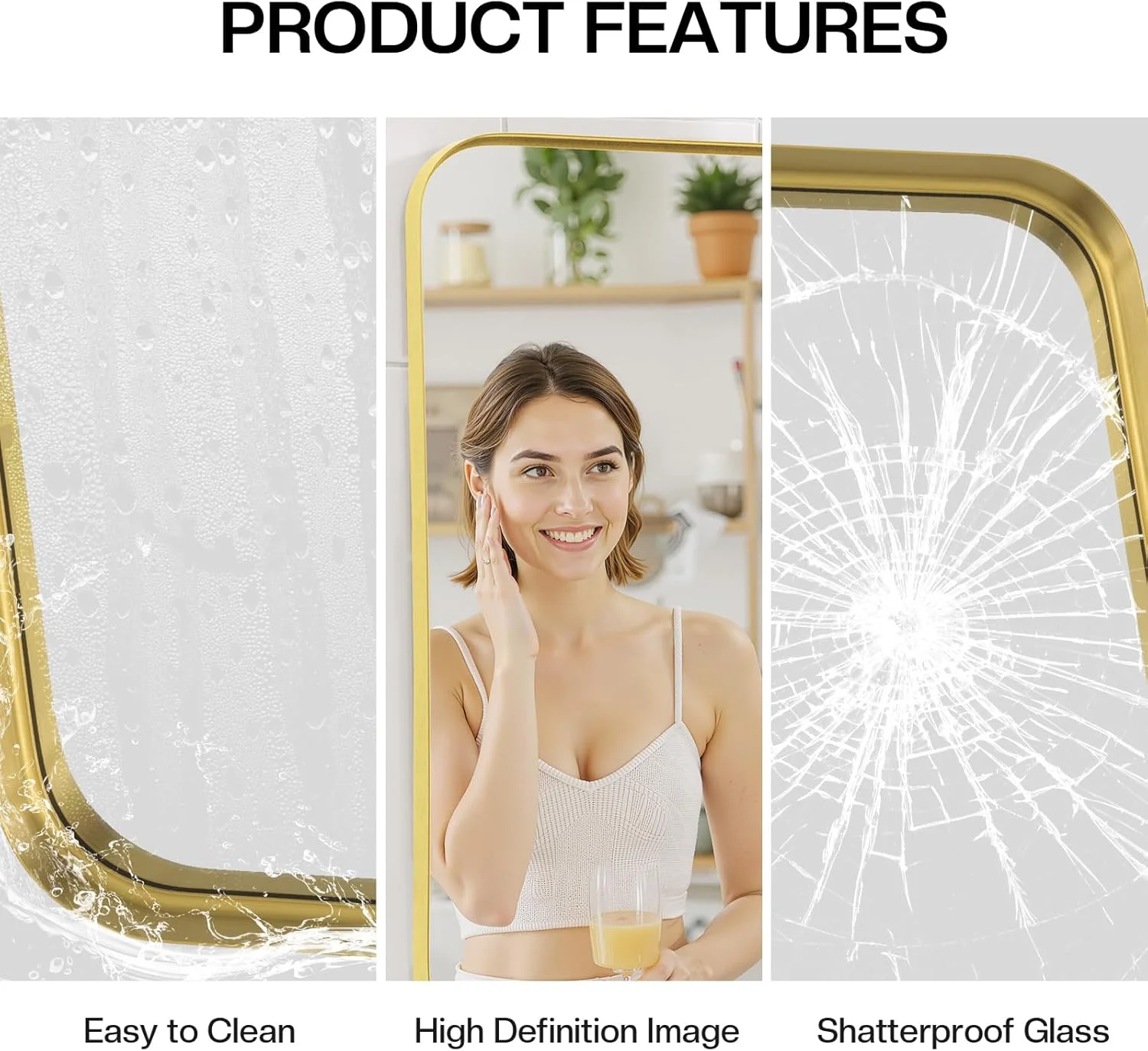 آینه دیواری رفلیکس 60x90 سانتی متر، آینه طلایی دیواری برای حمام، دکوراسیون اتاق نشیمن، اتاق خواب، ورودی آینه دیواری رفلیکس 60x90 سانتی متر، آینه طلایی دیواری برای حمام، دکوراسیون اتاق نشیمن، اتاق خواب، ورودی