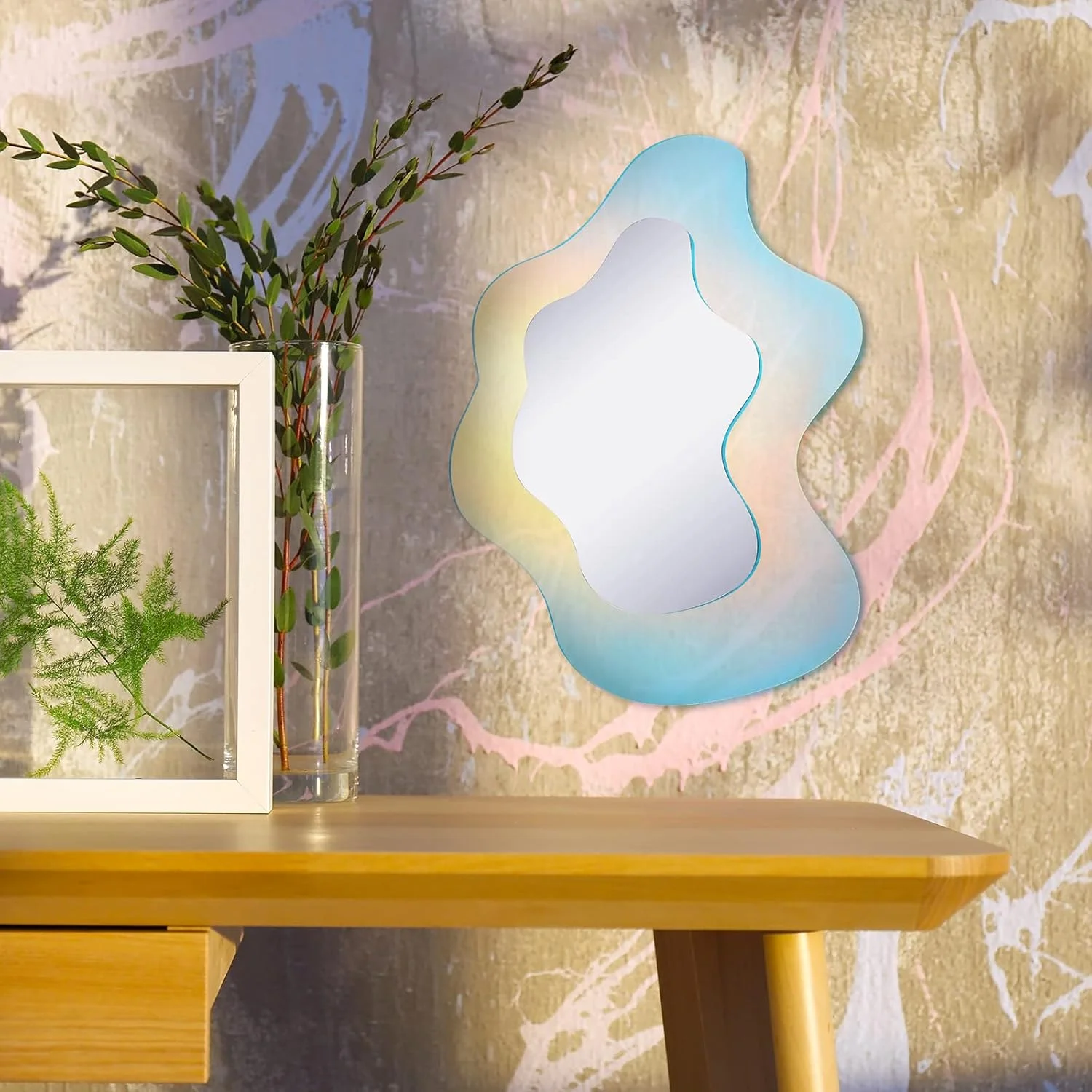 آینه آکریلیک موج دار Qunclay رنگین کمانی نامنظم زیبایی شناسی آینه رومیزی موج دار بدون قاب آمورفیک رترو برای دکور دیوار اتاق نشیمن اتاق خواب حمام ورودی (سبک زنده، 36 × 25 سانتی متر) آینه آکریلیک موج دار Qunclay رنگین کمانی نامنظم زیبایی شناسی آینه رومیزی موج دار بدون قاب آمورفیک رترو برای دکور دیوار اتاق نشیمن اتاق خواب حمام ورودی (سبک زنده، 36 × 25 سانتی متر)