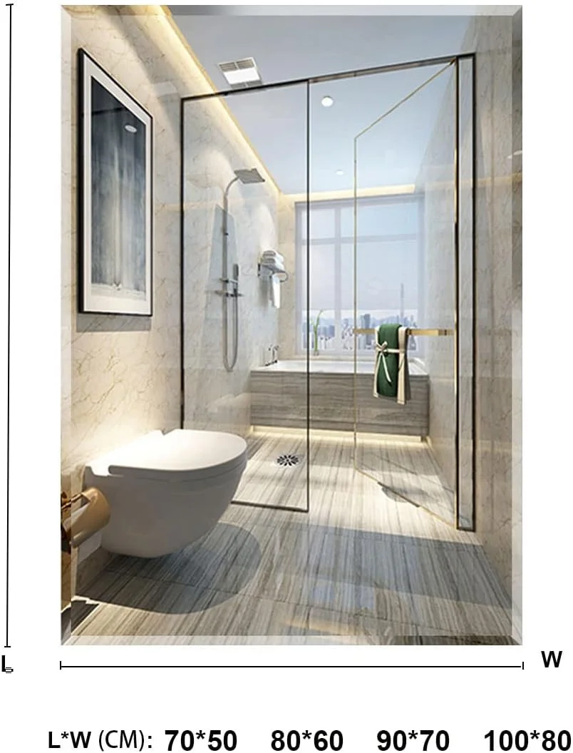 آینه شیشه ای دیواری، آینه مستطیلی چسبی حمام، 80 * 100 سانتی متر آینه مستطیلی آرایشی برای اتاق نشیمن، اتاق خواب، آینه روشویی مدرن بدون قاب برای دکوراسیون کاشی دیوار آویز آینه شیشه ای دیواری، آینه مستطیلی چسبی حمام، 80 * 100 سانتی متر آینه مستطیلی آرایشی برای اتاق نشیمن، اتاق خواب، آینه روشویی مدرن بدون قاب برای دکوراسیون کاشی دیوار آویز