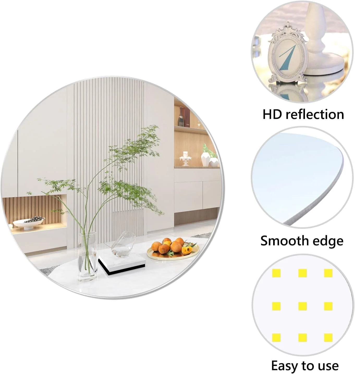 آینه دیواری گرد 40 سانتی متری QEEYON، آینه شیشه ای دایره ای خود چسب، آینه دیواری بزرگ HD، آینه آرایش، آینه دیواری بدون قاب برای حمام، اتاق خواب، اتاق نشیمن، درب و غیره آینه دیواری گرد 40 سانتی متری QEEYON، آینه شیشه ای دایره ای خود چسب، آینه دیواری بزرگ HD، آینه آرایش، آینه دیواری بدون قاب برای حمام، اتاق خواب، اتاق نشیمن، درب و غیره