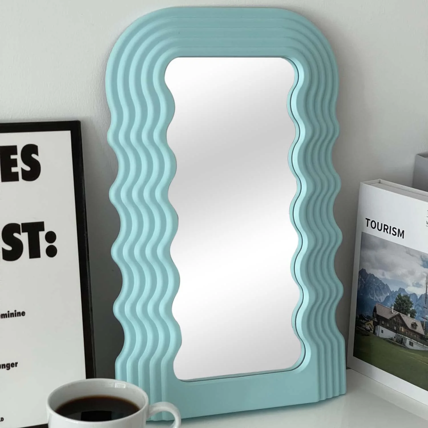 آینه با قاب نامنظم طرح موجی زیبا Z PLINRISE، آینه تزئینی رومیزی دیواری برای اتاق نشیمن، اتاق خواب، راهرو، دکوراسیون منزل، هدیه تولد و خانه نویی (آبی) آینه با قاب نامنظم طرح موجی زیبا Z PLINRISE، آینه تزئینی رومیزی دیواری برای اتاق نشیمن، اتاق خواب، راهرو، دکوراسیون منزل، هدیه تولد و خانه نویی (آبی)