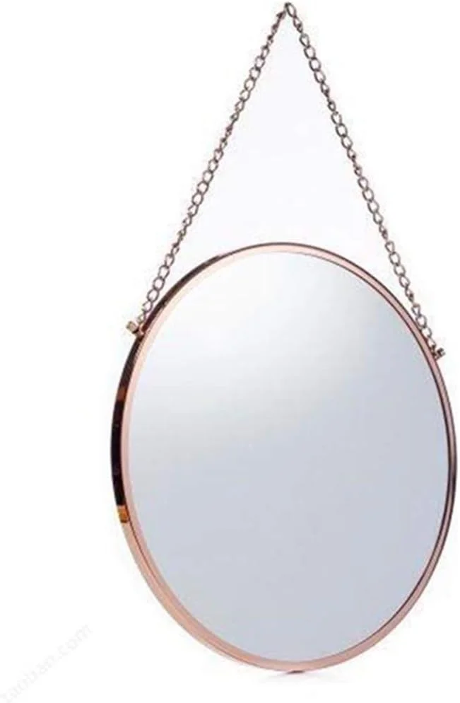 آینه دیواری فلزی آویز NVJKPOY، آینه تمام قد پرنسسی، آینه تزئینی گرد راهرو گالری، لوازم جانبی منزل رزگلد، سبک های متنوع (50 * 50 سانتی متر)