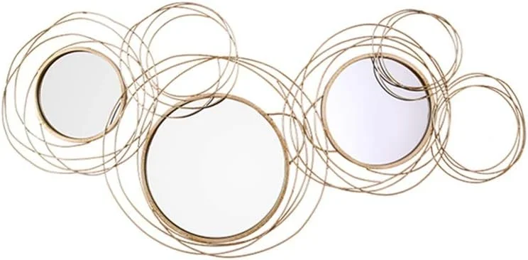 آینه تزئینی هندسی NVJKPOY، آینه دیواری گرد هنری آهنی، آینه تمام قد راهرو ورودی، آینه دیواری پس زمینه اتاق نشیمن اتاق خواب، سبک های متنوع (110 * 52 سانتی متر)