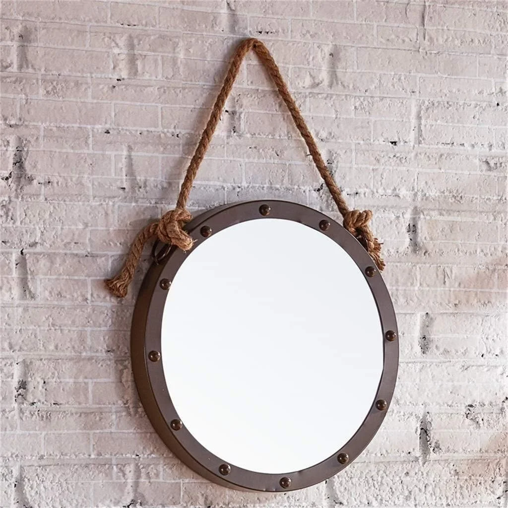 آینه دیواری گرد NVJKPOY، آینه تزئینی طناب کنفی با سبک صنعتی، مناسب برای هتل، رستوران، حمام، بار، اتاق خواب، در طرح های متنوع آینه دیواری گرد NVJKPOY، آینه تزئینی طناب کنفی با سبک صنعتی، مناسب برای هتل، رستوران، حمام، بار، اتاق خواب، در طرح های متنوع