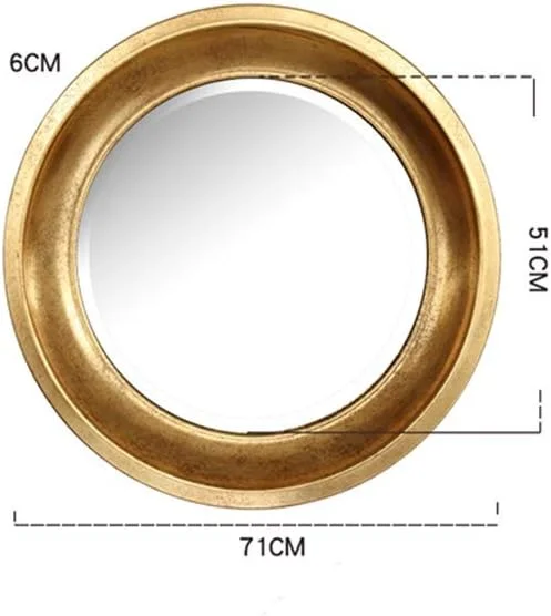 آینه تزئینی طلایی ورودی NVJKPOY، آینه گرد برای کتابفروشی، کافی شاپ، آینه دیواری اتاق نشیمن، لوازم دکوری شیک منزل، 71 * 71 سانتی متر، سبک های متنوع