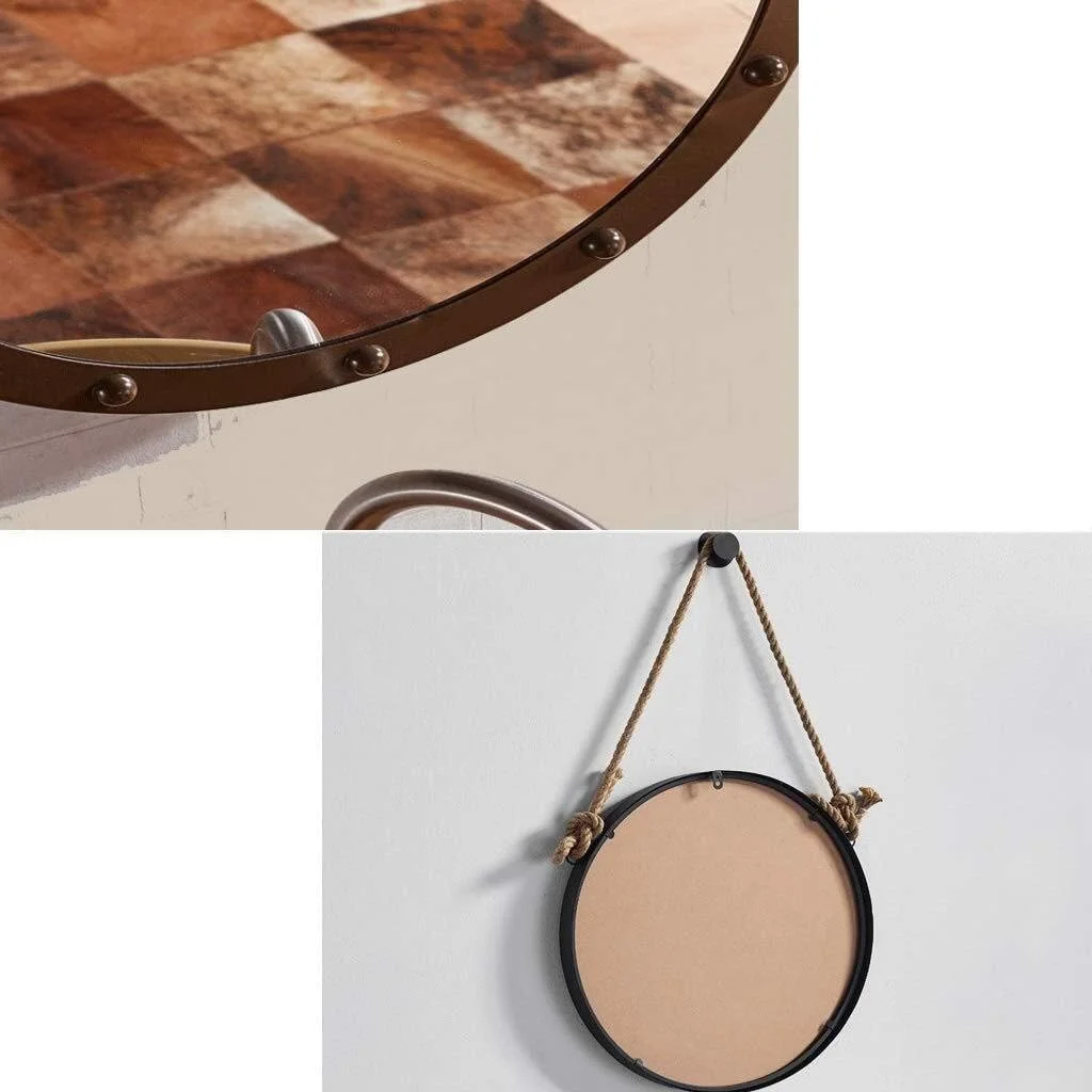 آینه دیواری گرد NVJKPOY، آینه تزئینی طناب کنفی با سبک صنعتی، مناسب برای هتل، رستوران، حمام، بار، اتاق خواب، در طرح های متنوع آینه دیواری گرد NVJKPOY، آینه تزئینی طناب کنفی با سبک صنعتی، مناسب برای هتل، رستوران، حمام، بار، اتاق خواب، در طرح های متنوع
