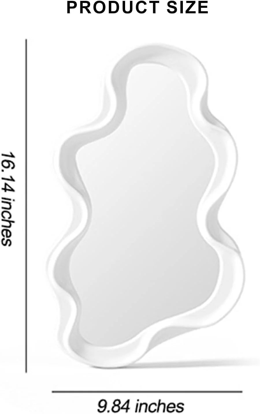آینه دیواری نامتقارن Mokoze، آینه‌های تزئینی خلاقانه و منحصر به فرد، آینه موج‌دار فانتزی 41x25 سانتی‌متر با حاشیه نامنظم سفید برای تزئین حمام و اتاق نشیمن