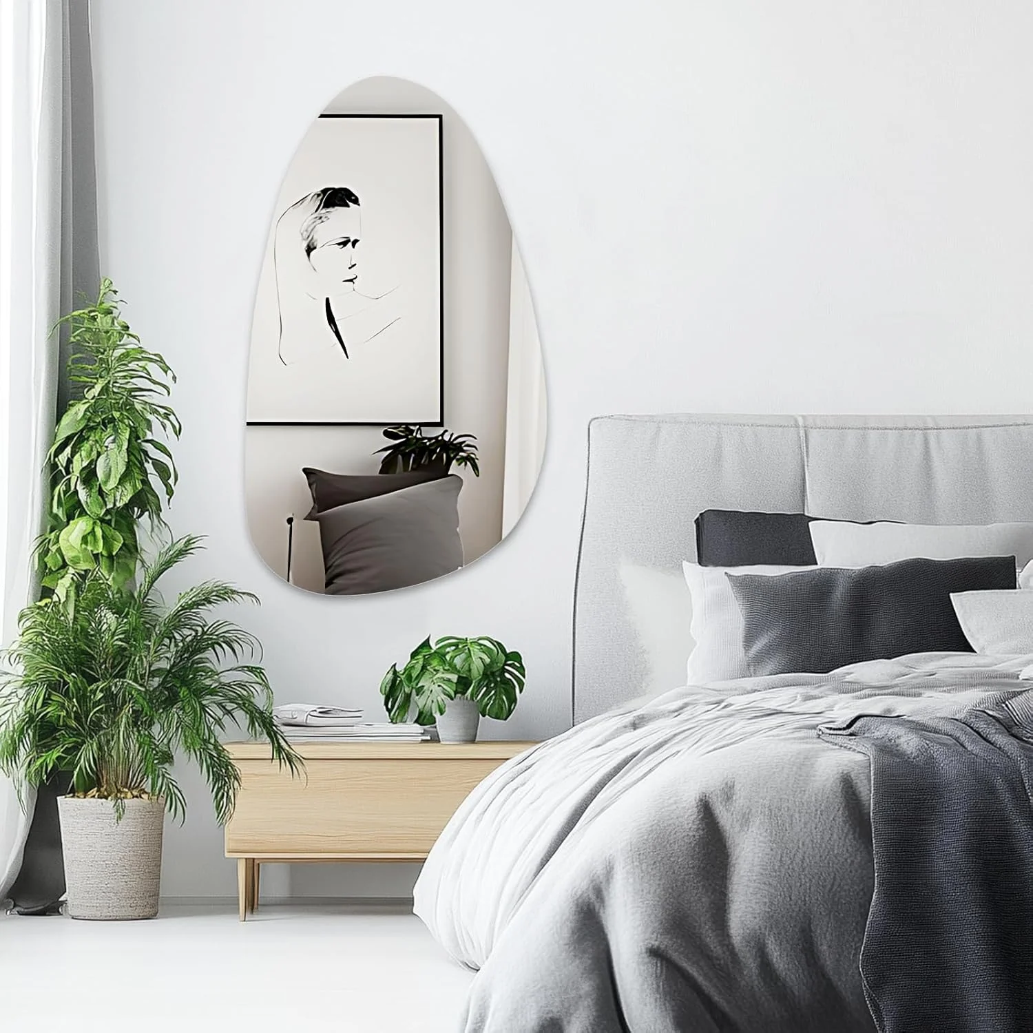 آینه نامتقارن بدون قاب Muzilife، آینه دیواری نامنظم با پنل پشتی MDF، 50 × 85 سانتی متر، آینه قدی بزرگ تزئینی برای آویزان کردن روی دیوار، اتاق نشیمن، حمام، ورودی آینه نامتقارن بدون قاب Muzilife، آینه دیواری نامنظم با پنل پشتی MDF، 50 × 85 سانتی متر، آینه قدی بزرگ تزئینی برای آویزان کردن روی دیوار، اتاق نشیمن، حمام، ورودی