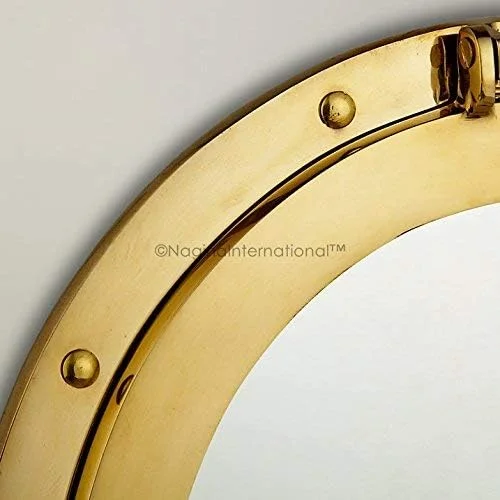 آینه دریایی لوکس برنجی پرداخت شده ناگینا اینترنشنال سایز 20 اینچ | آینه تزئینی قایق دزدان دریایی | دکور و هدایای دریایی کاپیتان برای خانه ساحلی آینه دریایی لوکس برنجی پرداخت شده ناگینا اینترنشنال سایز 20 اینچ | آینه تزئینی قایق دزدان دریایی | دکور و هدایای دریایی کاپیتان برای خانه ساحلی