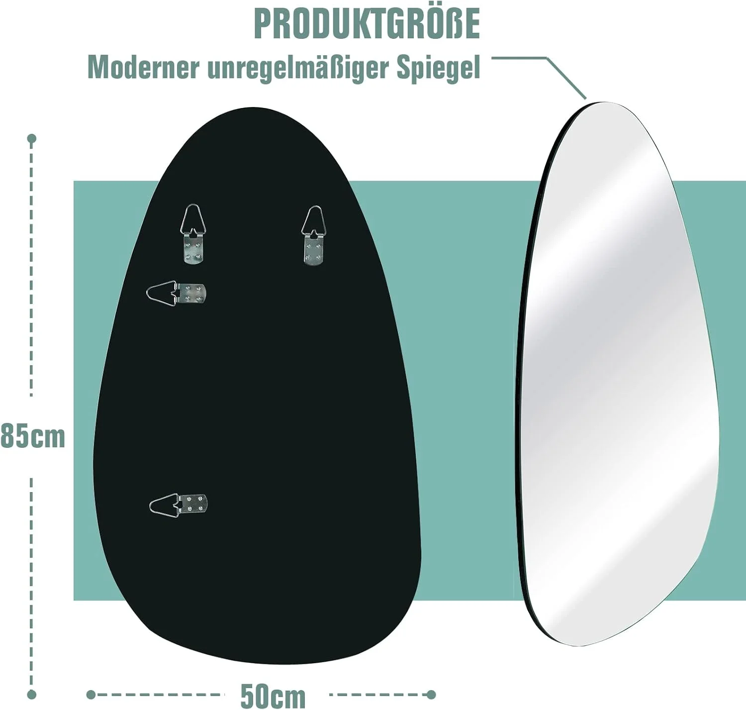 آینه نامتقارن بدون قاب Muzilife، آینه دیواری نامنظم با پنل پشتی MDF، 50 × 85 سانتی متر، آینه قدی بزرگ تزئینی برای آویزان کردن روی دیوار، اتاق نشیمن، حمام، ورودی آینه نامتقارن بدون قاب Muzilife، آینه دیواری نامنظم با پنل پشتی MDF، 50 × 85 سانتی متر، آینه قدی بزرگ تزئینی برای آویزان کردن روی دیوار، اتاق نشیمن، حمام، ورودی