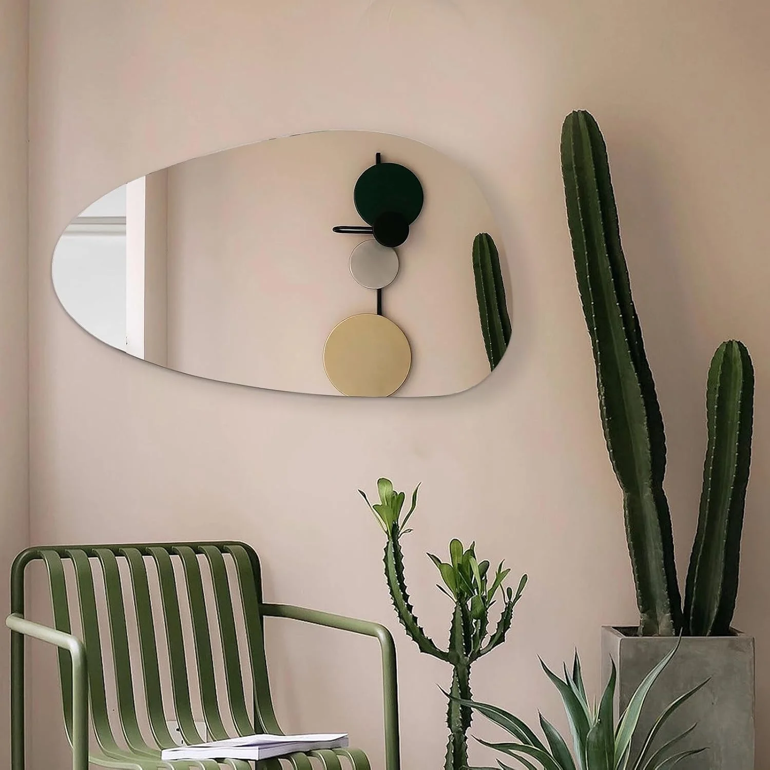 آینه نامتقارن بدون قاب Muzilife، آینه دیواری نامنظم با پنل پشتی MDF، 50 × 85 سانتی متر، آینه قدی بزرگ تزئینی برای آویزان کردن روی دیوار، اتاق نشیمن، حمام، ورودی آینه نامتقارن بدون قاب Muzilife، آینه دیواری نامنظم با پنل پشتی MDF، 50 × 85 سانتی متر، آینه قدی بزرگ تزئینی برای آویزان کردن روی دیوار، اتاق نشیمن، حمام، ورودی