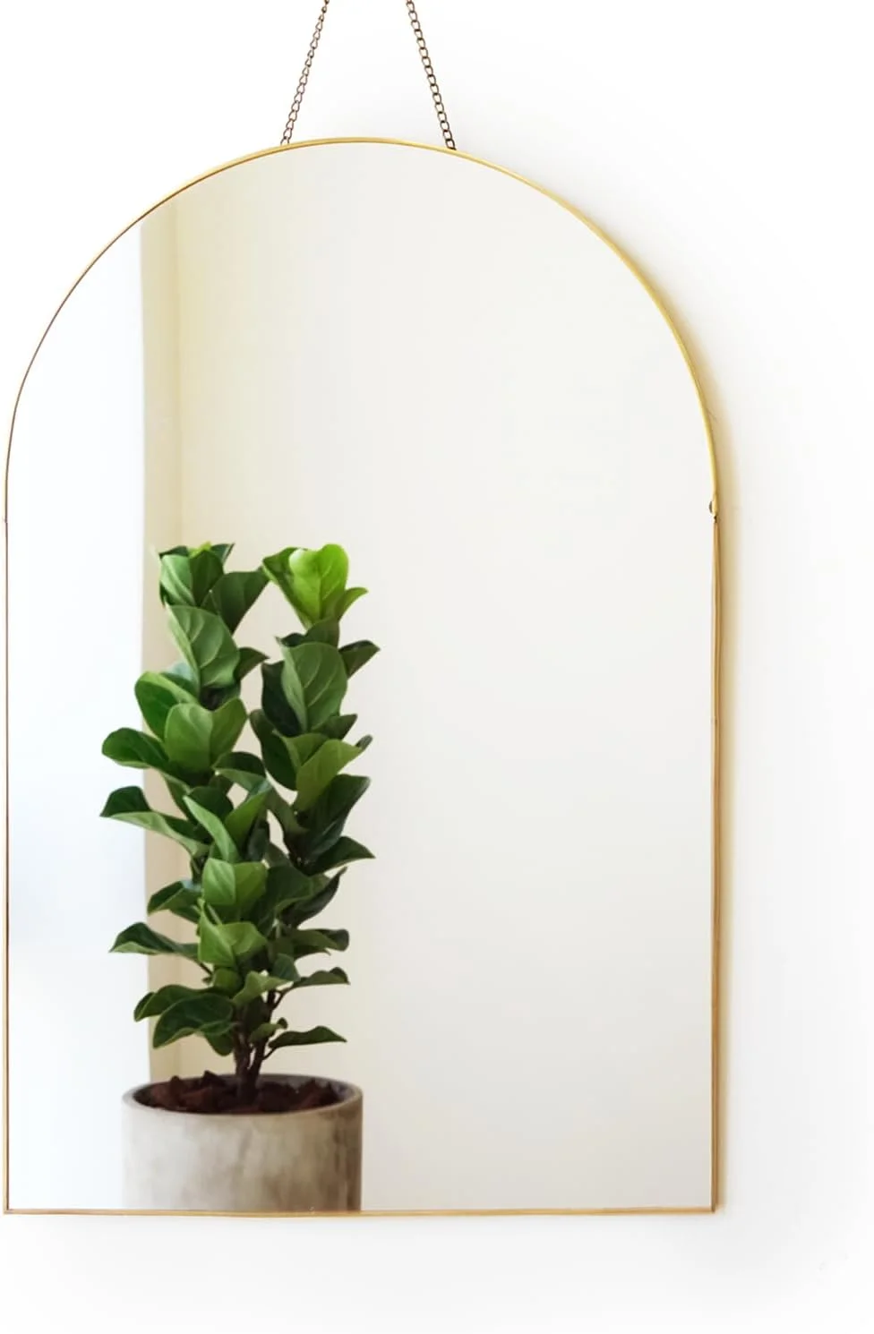 آینه دیواری آویز FONDAZZA، حاشیه برنجی طلایی، دکور هنری دیواری برای اتاق نشیمن، حمام، اتاق خواب، ورودی، راهرو، روشویی و دفتر کار. (32Lx48H سانتی متر) آینه دیواری آویز FONDAZZA، حاشیه برنجی طلایی، دکور هنری دیواری برای اتاق نشیمن، حمام، اتاق خواب، ورودی، راهرو، روشویی و دفتر کار. (32Lx48H سانتی متر)