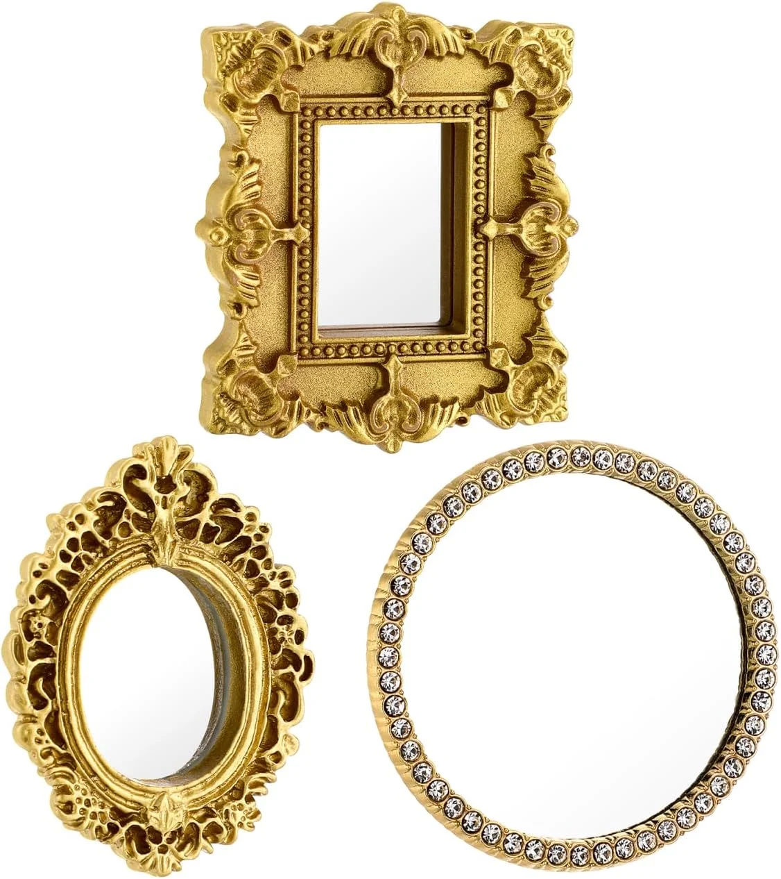 قاب های قدیمی Mipcase: 3 قاب تزئینی مستطیلی بیضی شکل عتیقه آویز دیواری با آینه آویز رترو قاب های قدیمی Mipcase: 3 قاب تزئینی مستطیلی بیضی شکل عتیقه آویز دیواری با آینه آویز رترو