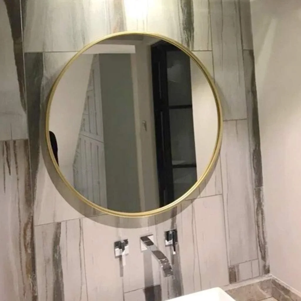 آینه دیواری گرد، آینه آرایش، آینه حمام، آینه تزئینی اتاق نشیمن، آینه دوش، آینه لباس، قاب آهنی (رنگ: طلایی، اندازه: قطر 40 سانتی متر (16 اینچ)) آینه دیواری گرد، آینه آرایش، آینه حمام، آینه تزئینی اتاق نشیمن، آینه دوش، آینه لباس، قاب آهنی (رنگ: طلایی، اندازه: قطر 40 سانتی متر (16 اینچ))